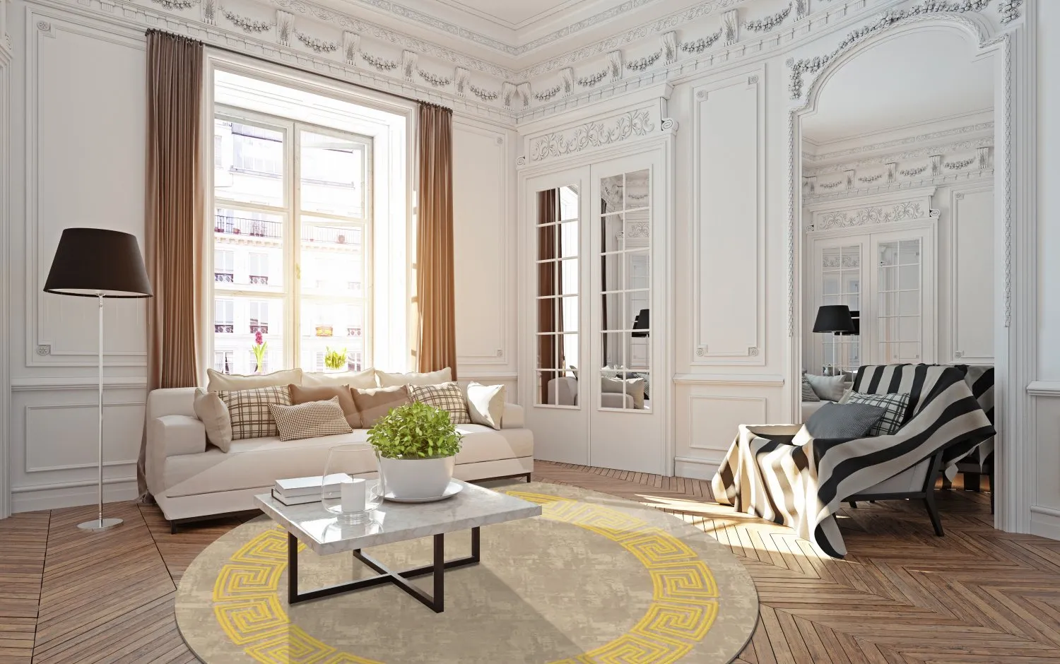 Kerek szőnyeg - Myra (bezs/sárga)