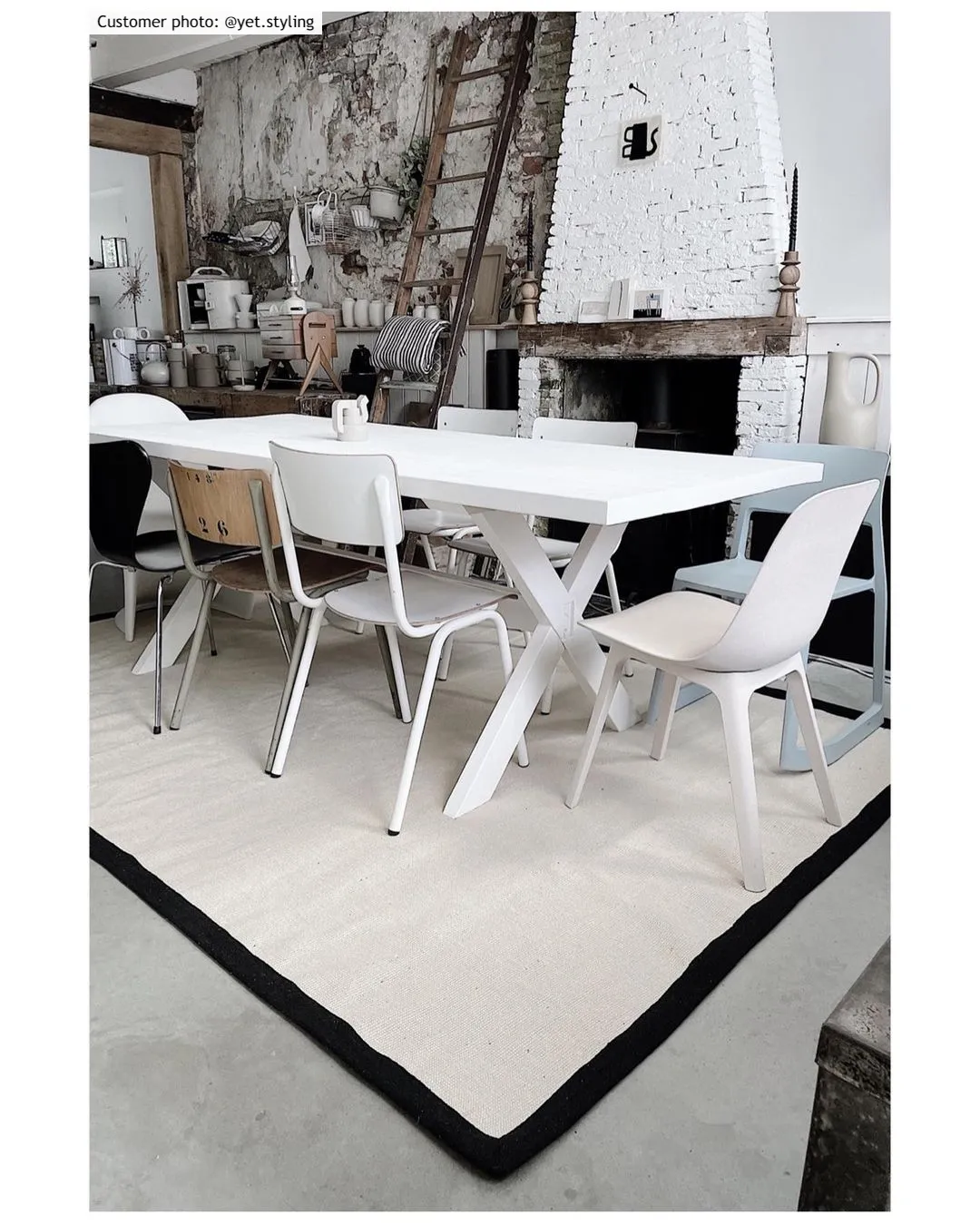 Szizál szőnyeg - Agave (fekete/offwhite)