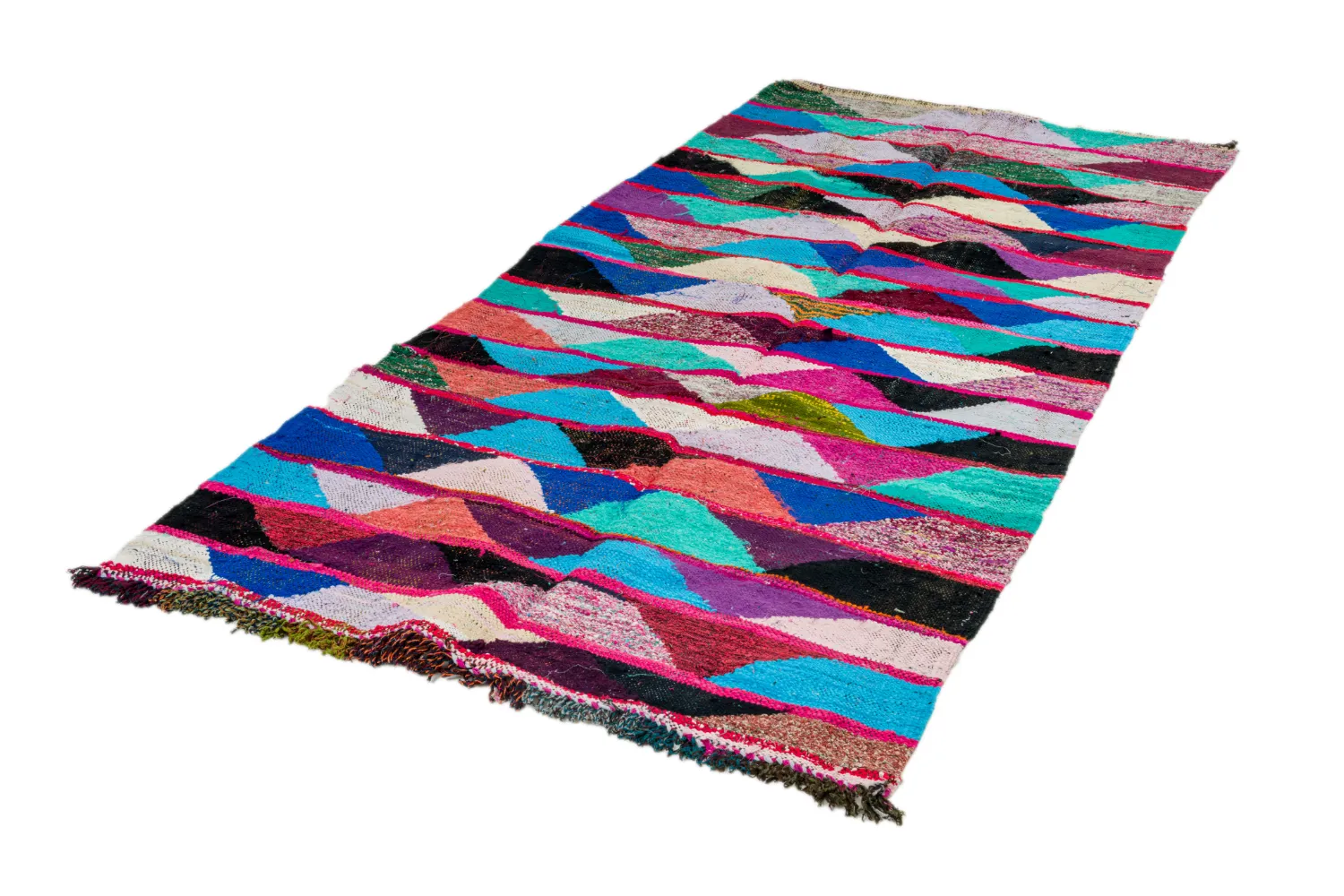 Marokkói Boucherouite szőnyeg 125 x 260 cm