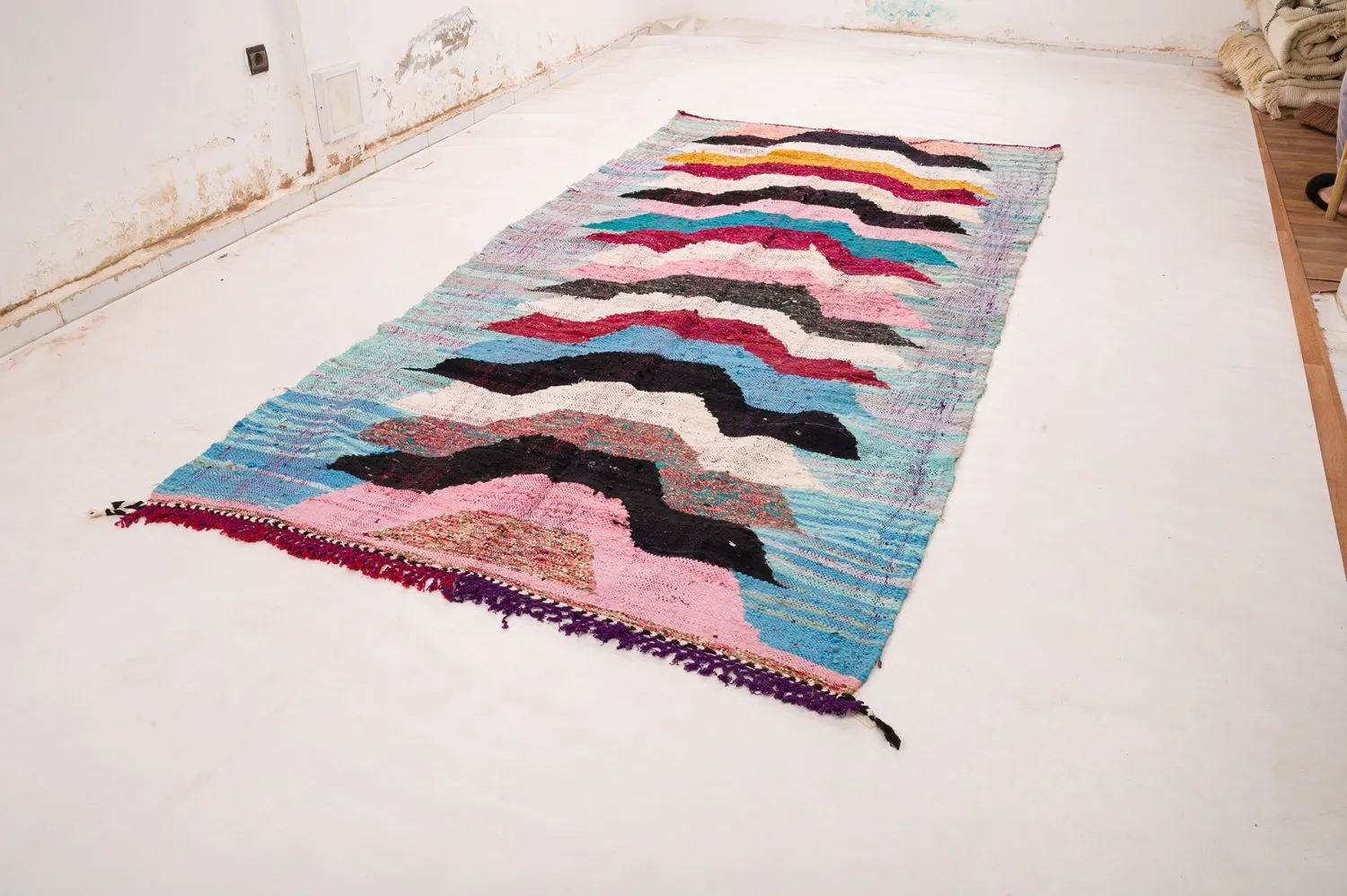 Marokkói Boucherouite szőnyeg 150 x 310 cm