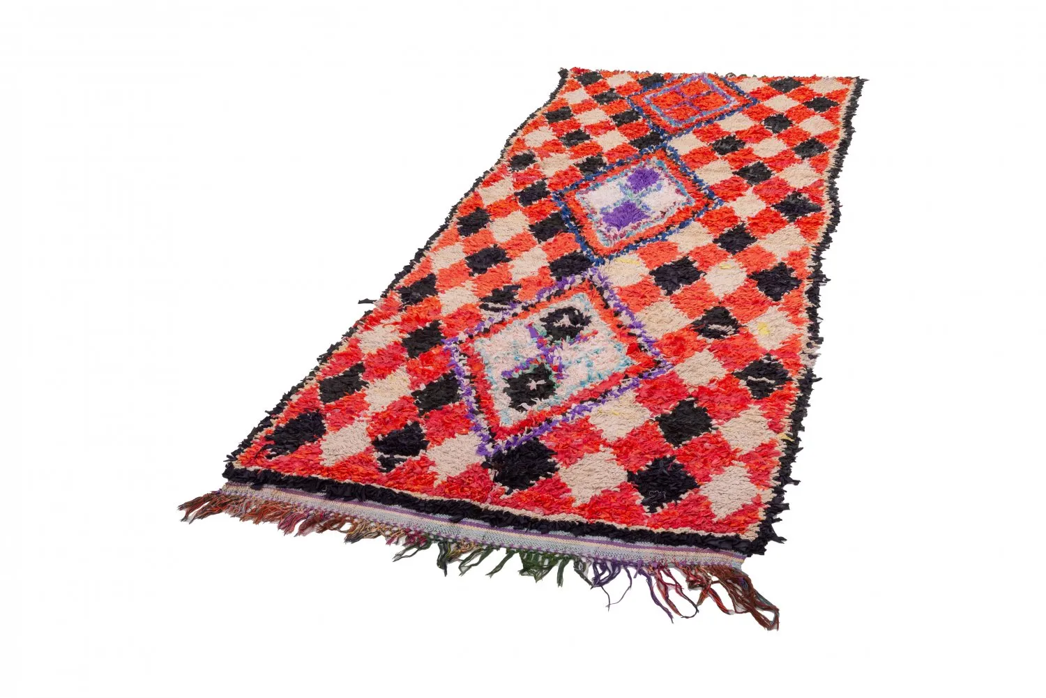 Marokkói Boucherouite szőnyeg 255 x 105 cm