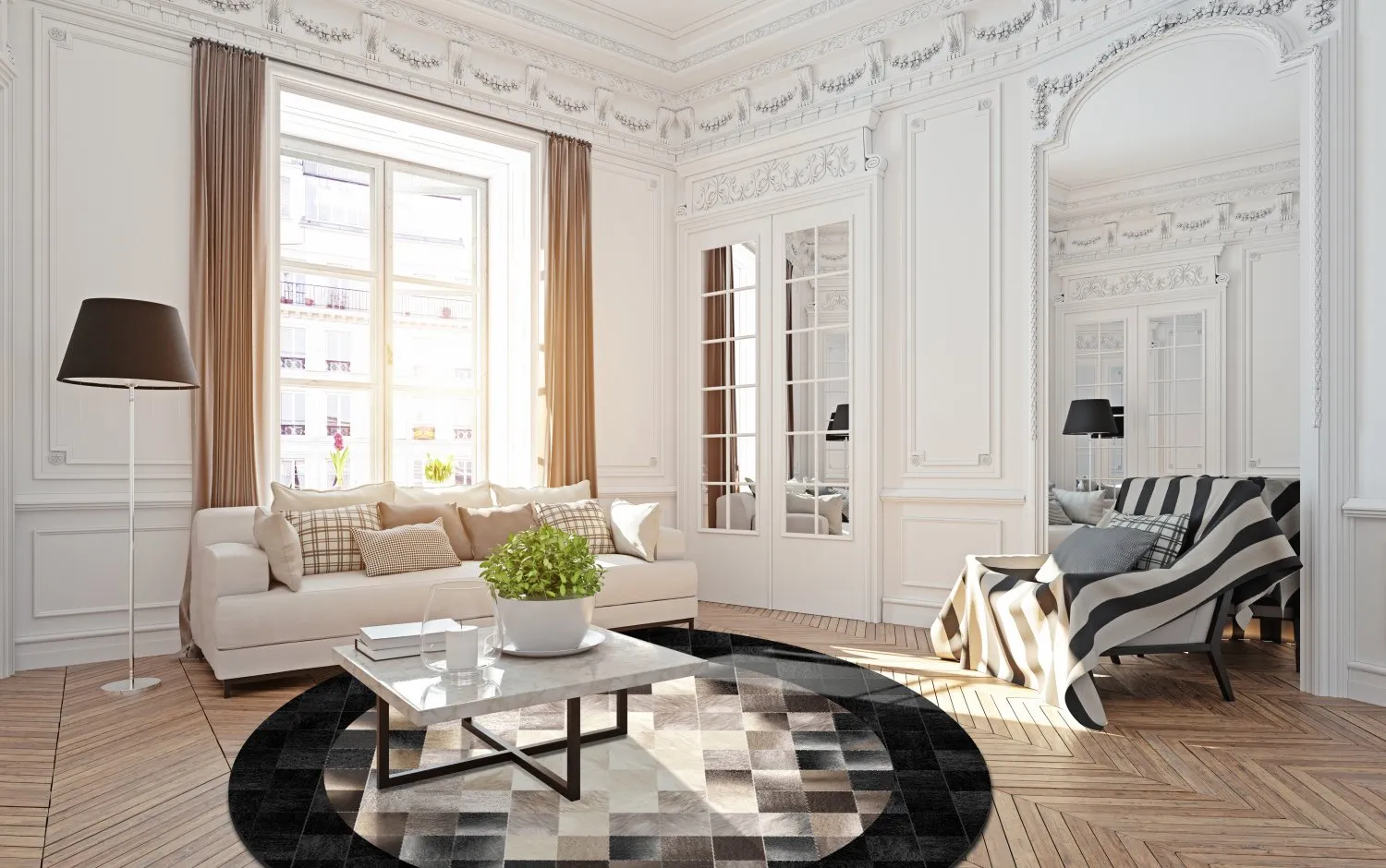 Kerek szőnyeg - Livada (fekete/többszínű)