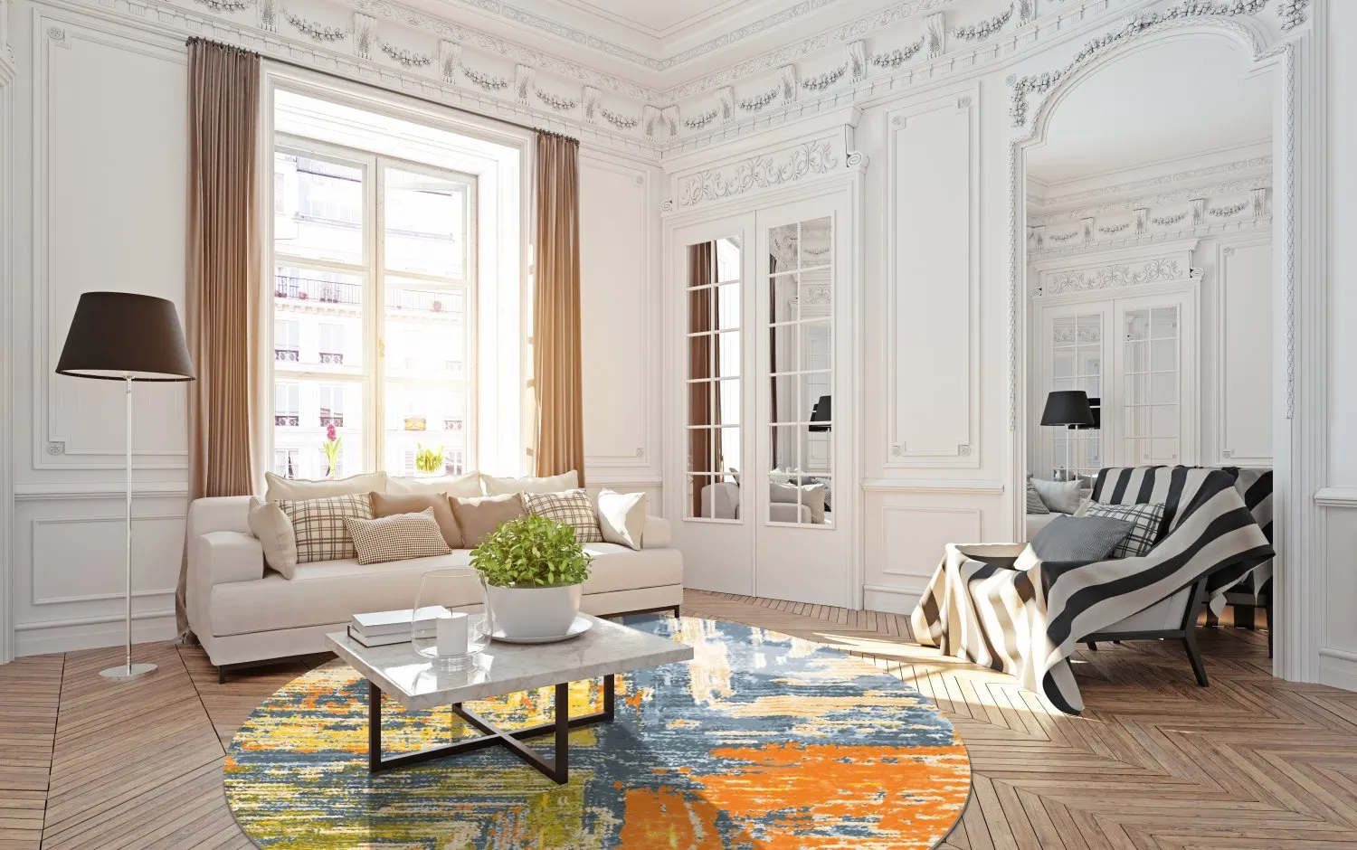 Kerek szőnyeg - Tizzano (narancssárga/többszínű)