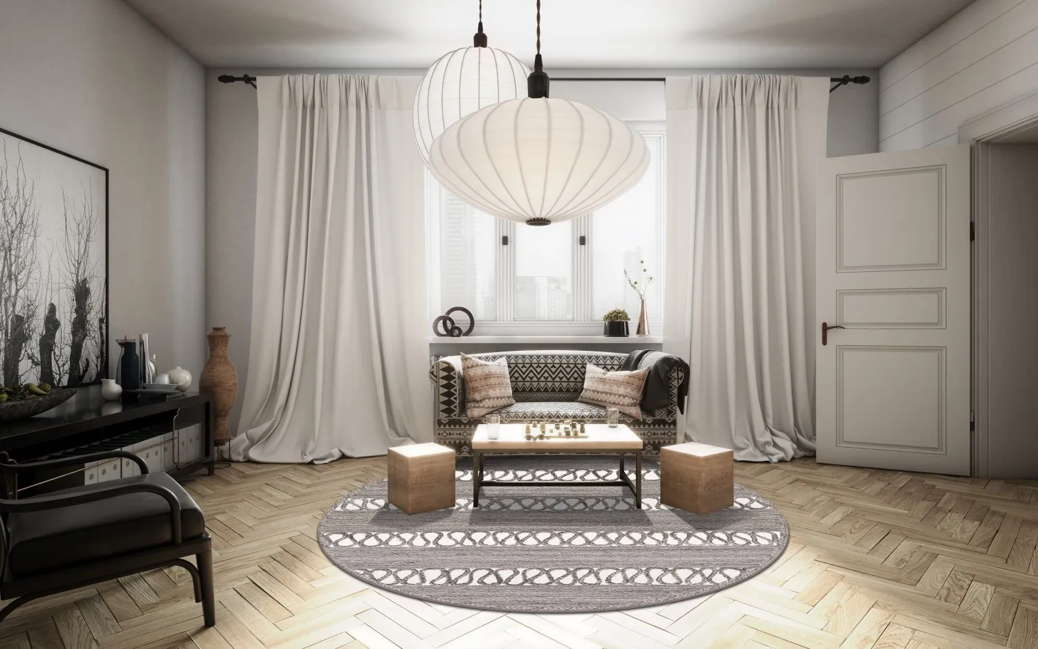 Kerek szőnyeg - Levie (szürke)