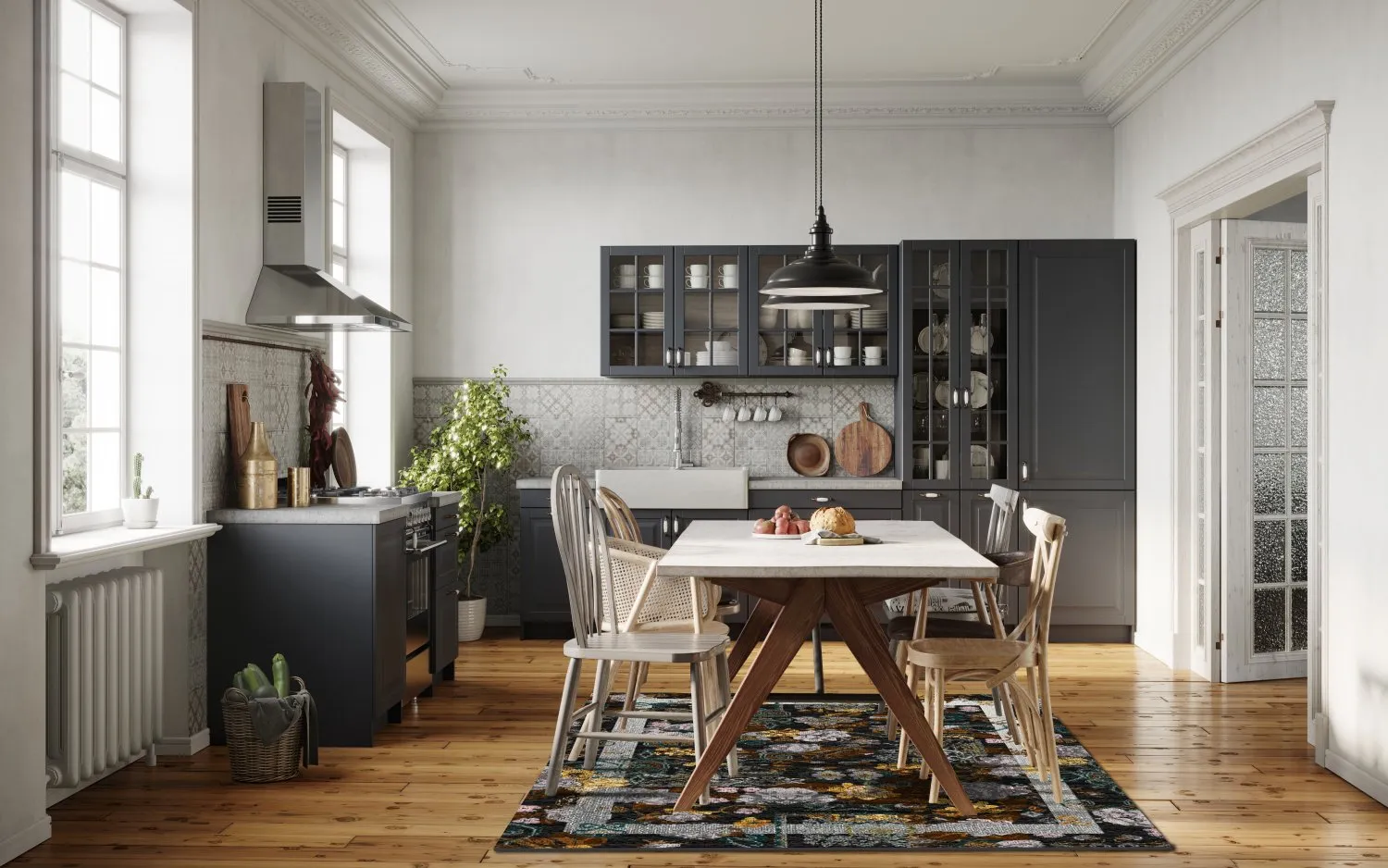 Wilton szőnyeg - Lefkada (fekete/többszínű)