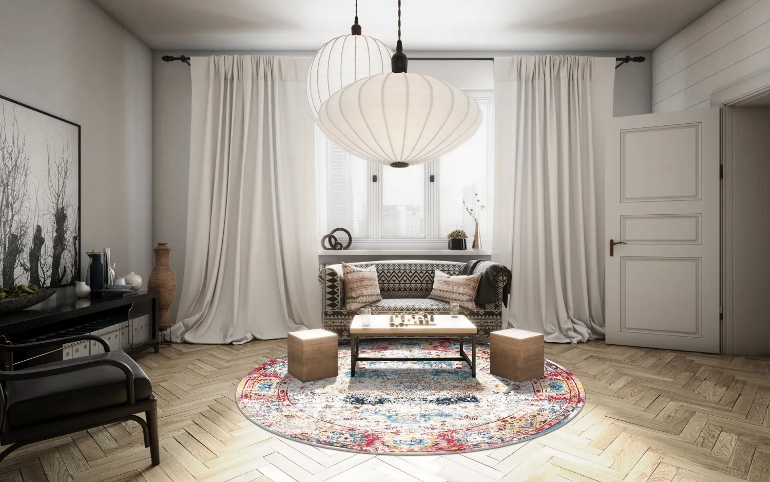 Kerek szőnyeg - Jedaida (többszínű)