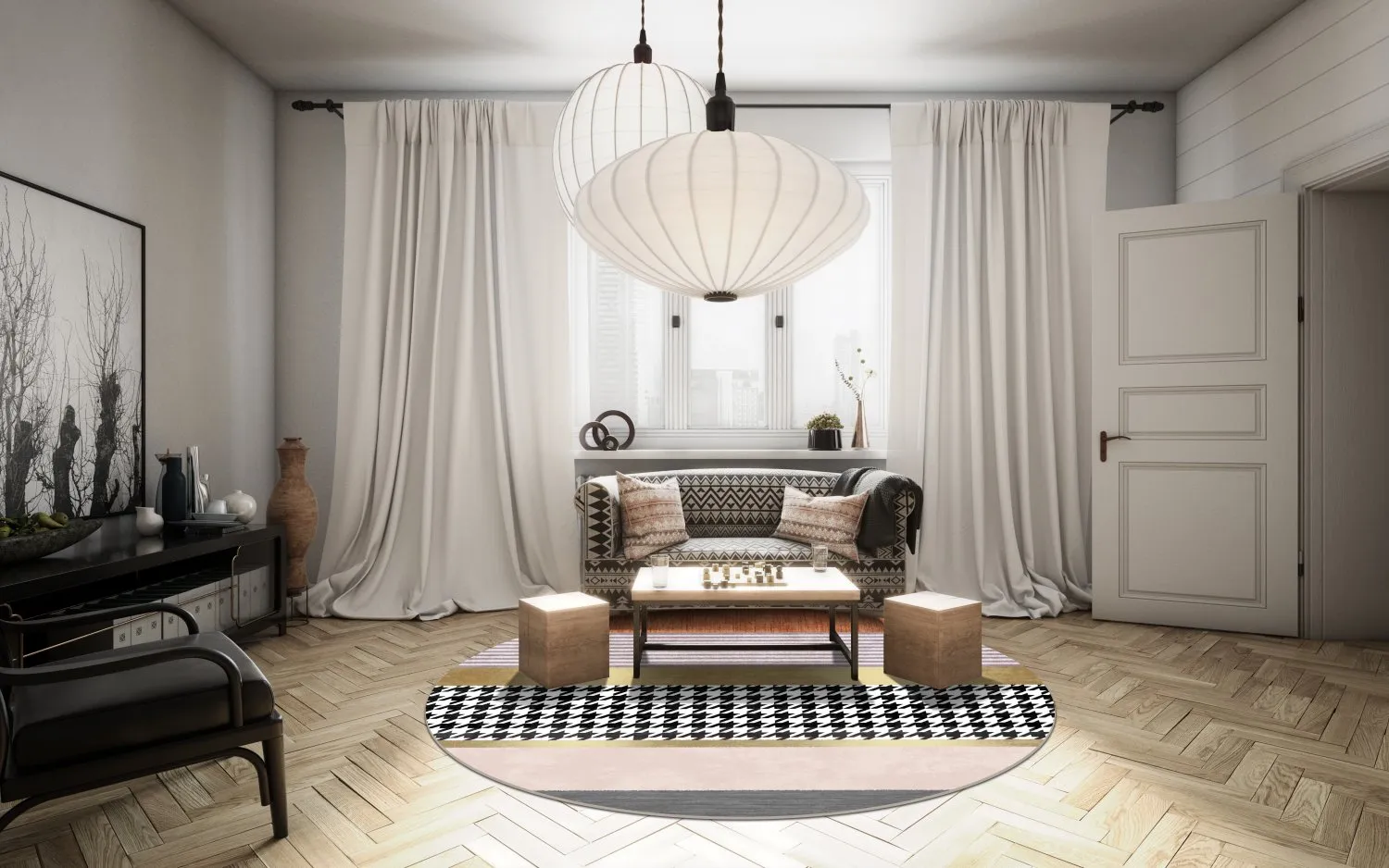 Kerek szőnyeg - Esme (narancssárga/többszínű)