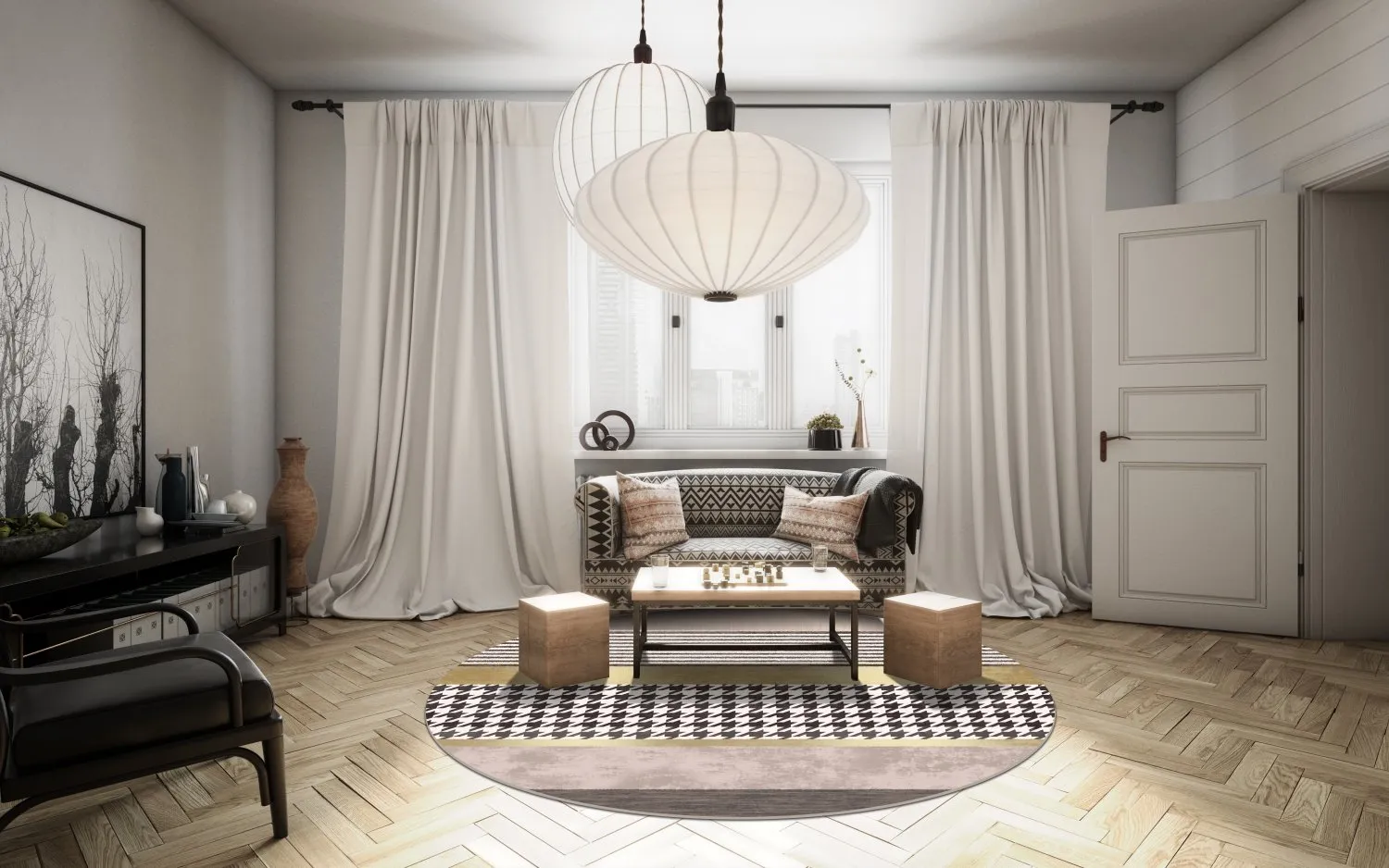 Kerek szőnyeg - Esme (barna/többszínű)