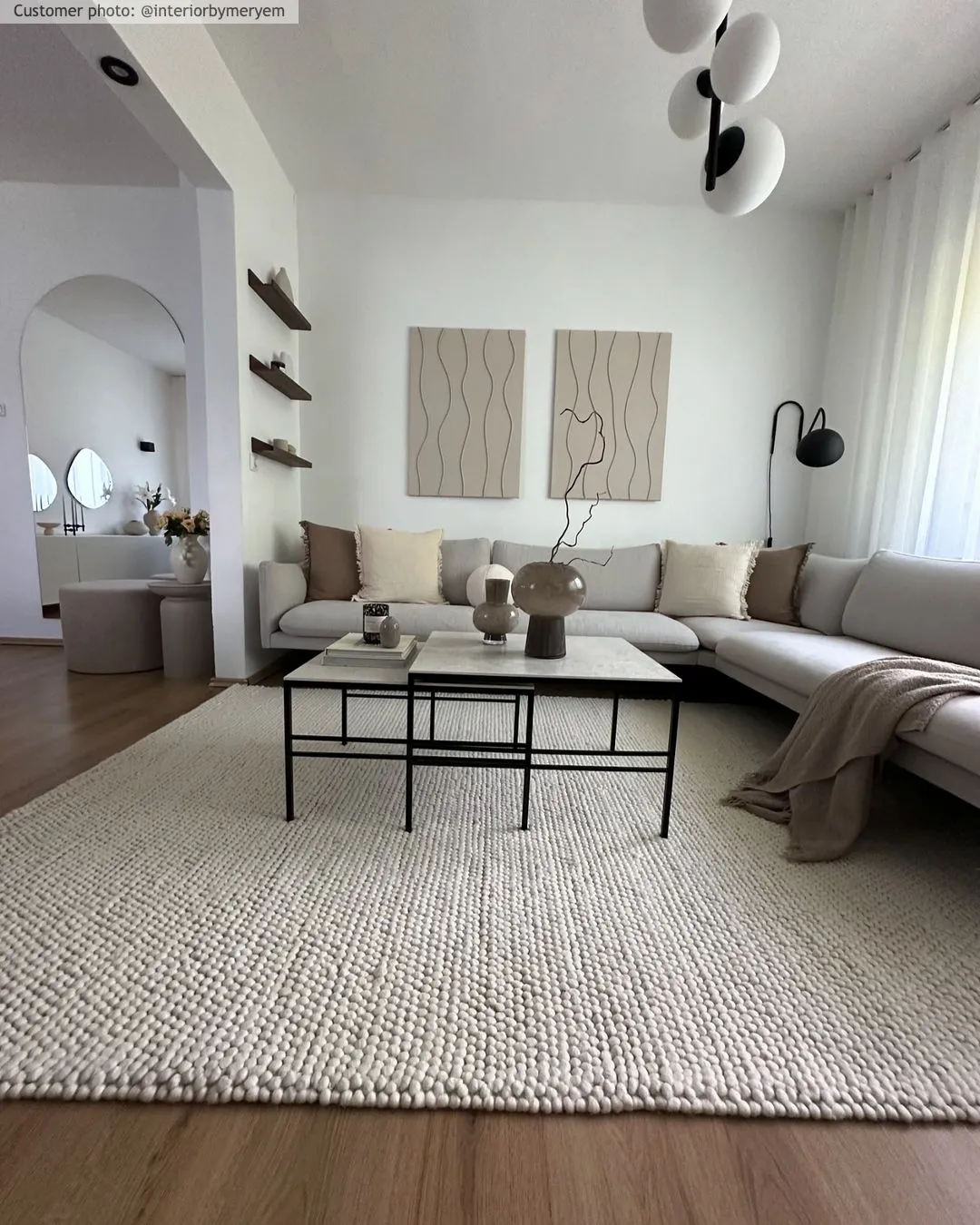 Gyapjúszőnyeg - Avafors Wool Bubble (bézs)