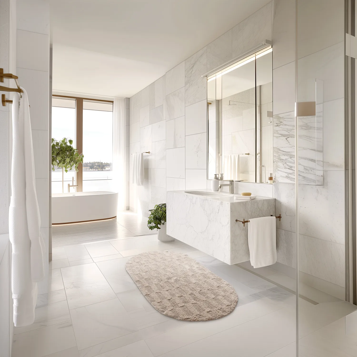 Ovális fürdőszobaszőnyeg - Bevin (bézs)