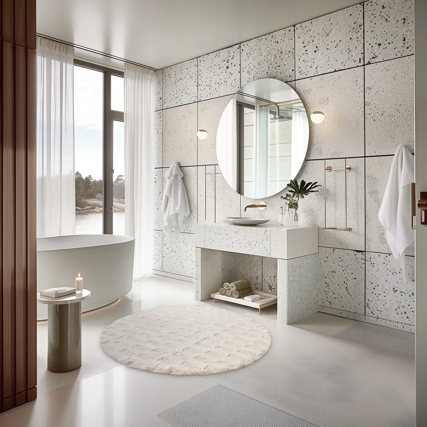 Kerek fürdőszobaszőnyeg - Bevin (piszkosfehér)