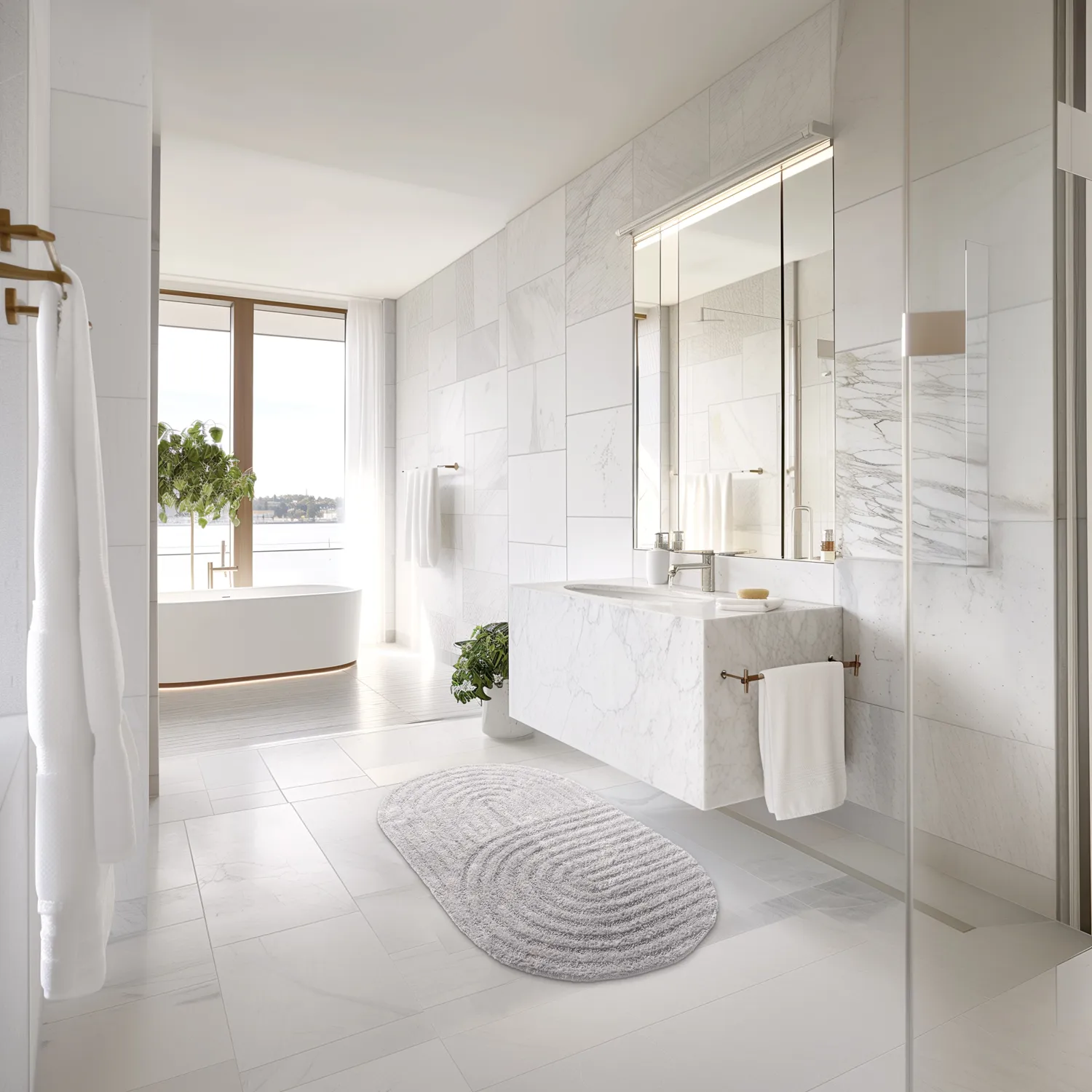 Ovális fürdőszobaszőnyeg - Embla (világos szürke)