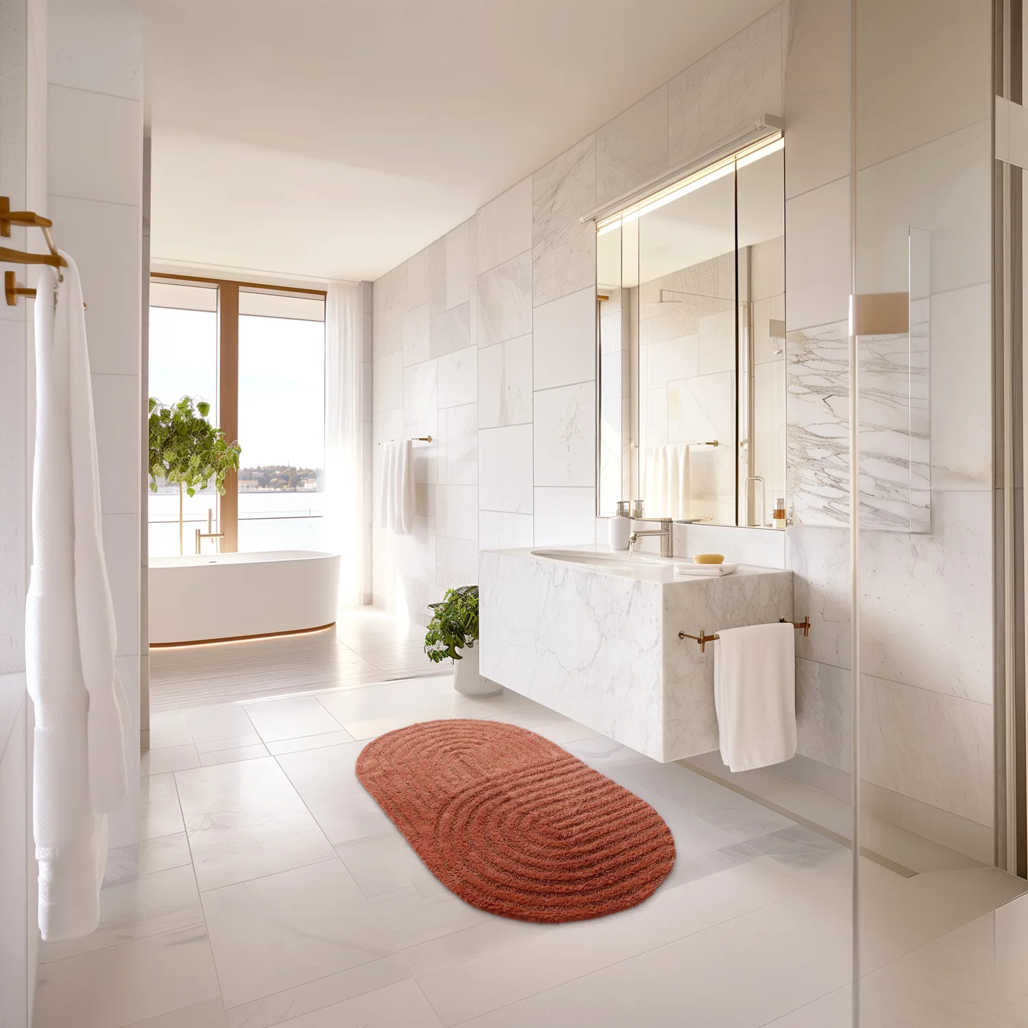 Ovális fürdőszobaszőnyeg - Embla (terrakotta)