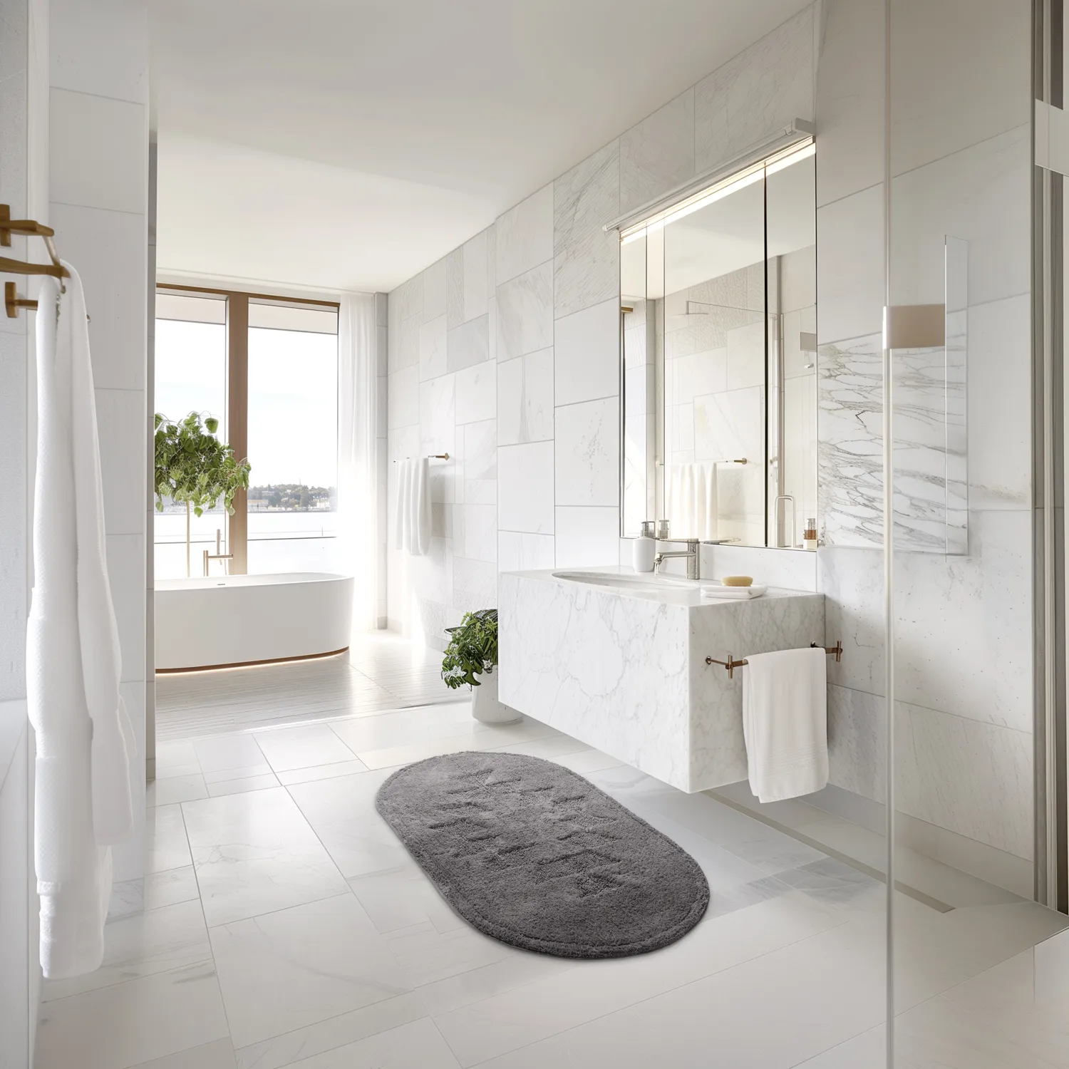 Ovális fürdőszobaszőnyeg - Gertie (sötét szürke)