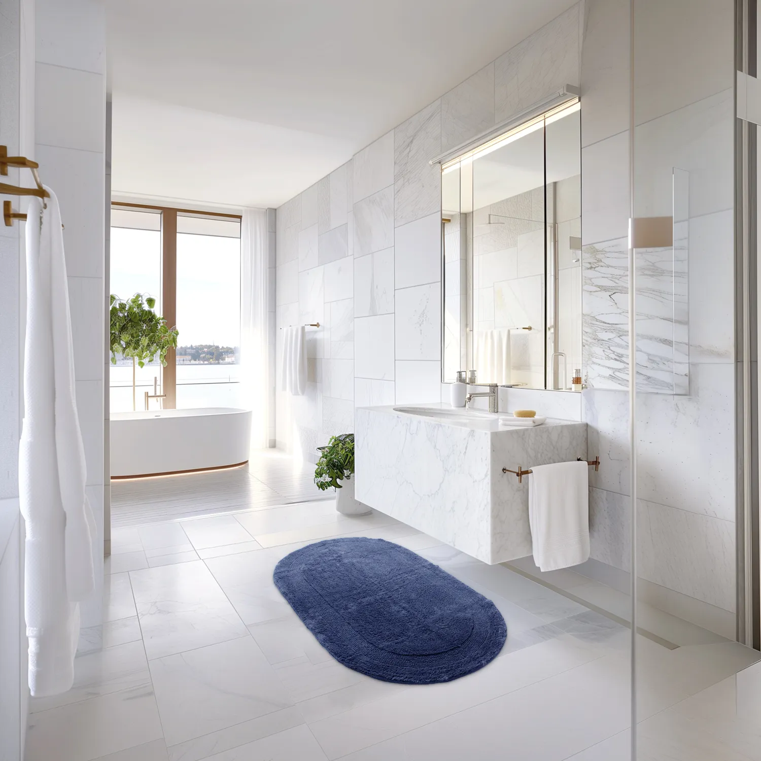 Ovális fürdőszobaszőnyeg - Nila (kék)