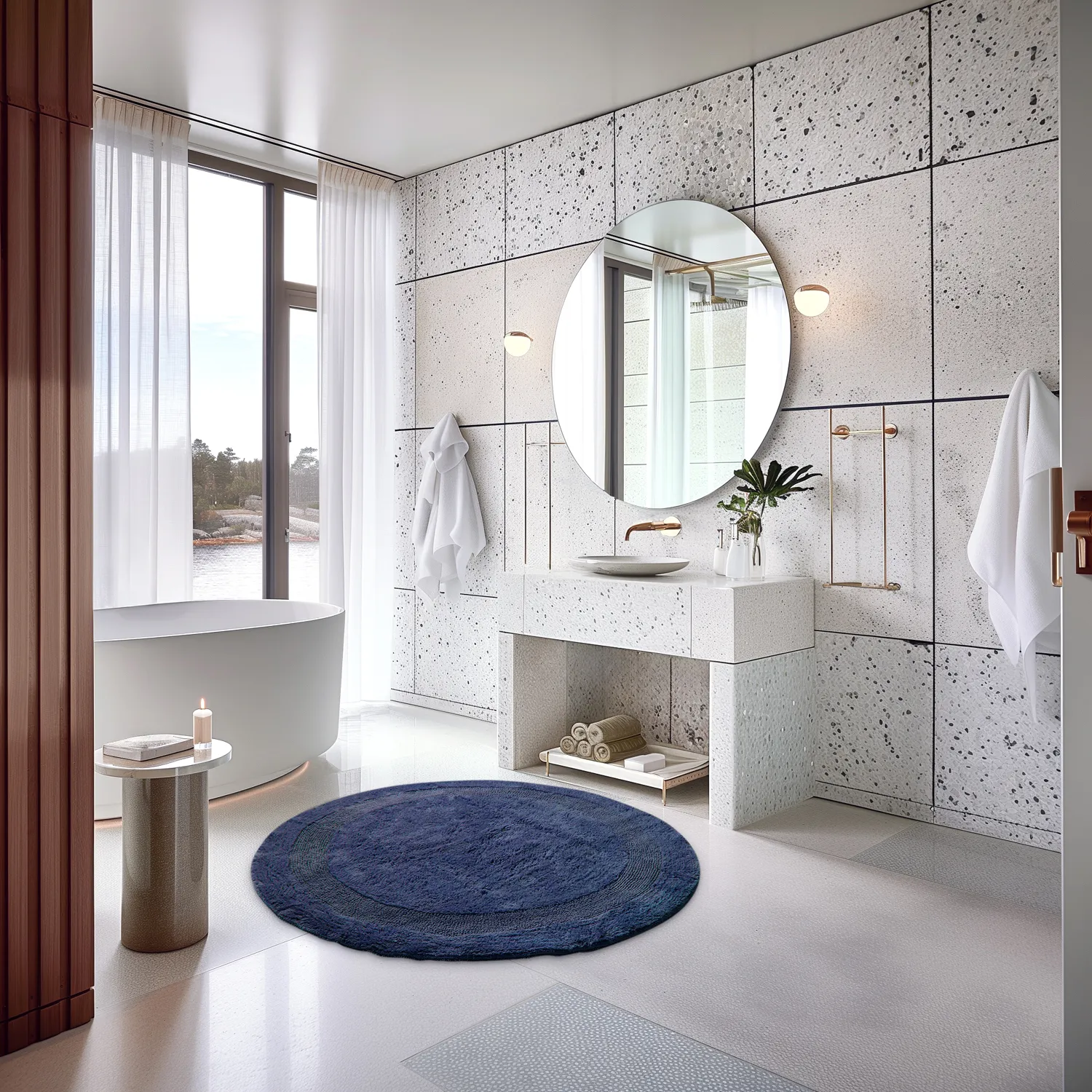 Kerek fürdőszobaszőnyeg - Nila (kék)