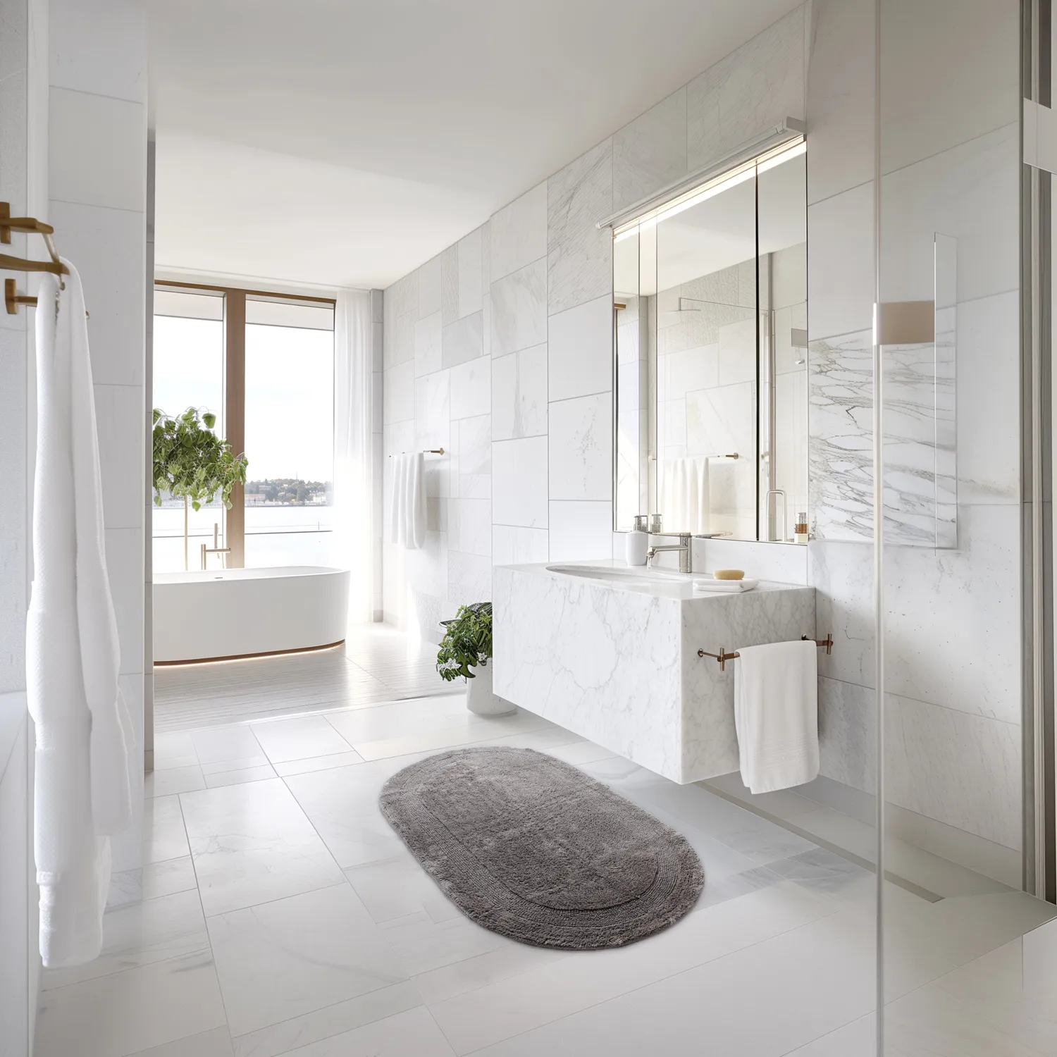 Ovális fürdőszobaszőnyeg - Nila (sötét szürke)