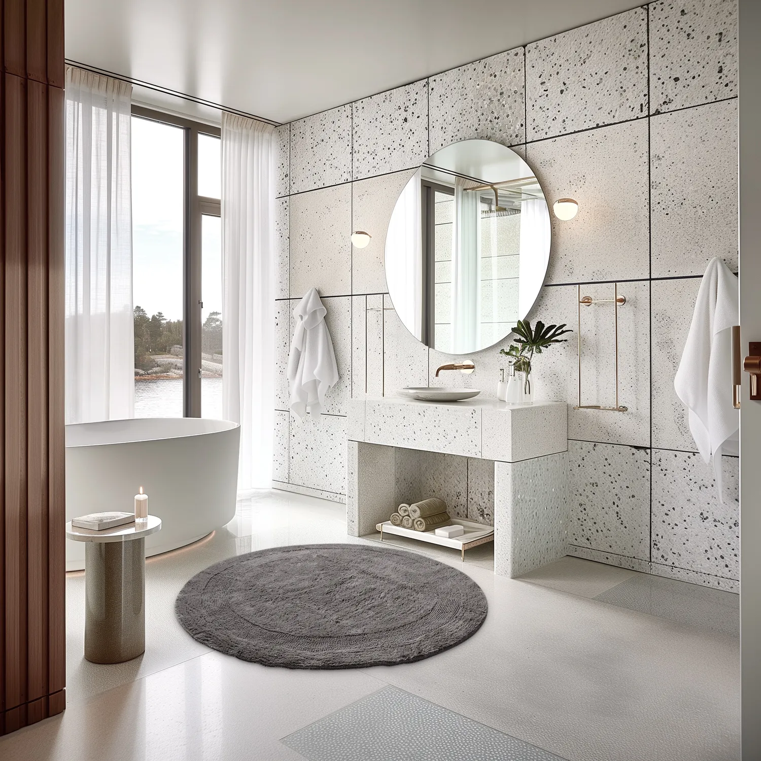 Kerek fürdőszobaszőnyeg - Nila (sötét szürke)