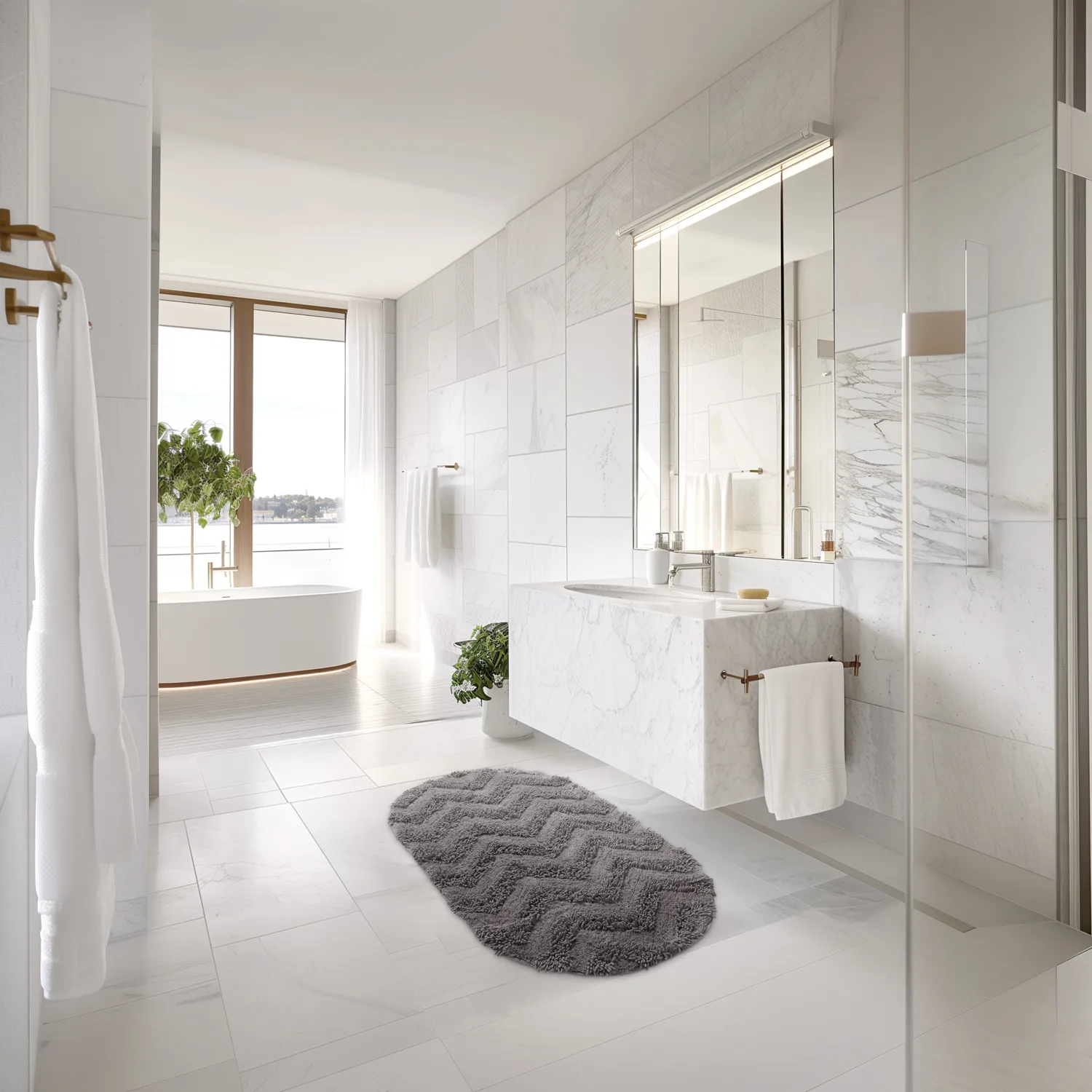 Ovális fürdőszobaszőnyeg - Tressa (sötét szürke)