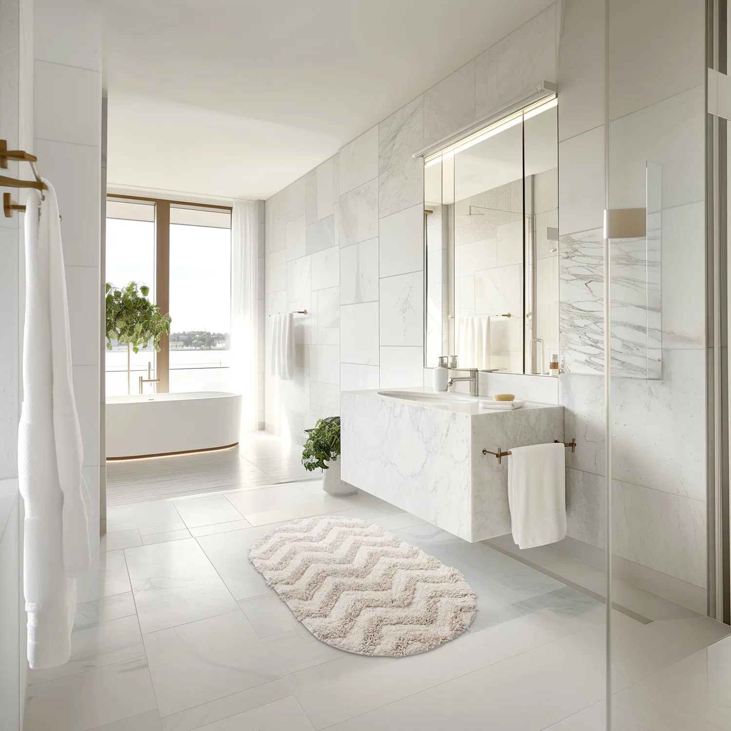 Ovális fürdőszobaszőnyeg - Tressa (piszkosfehér)