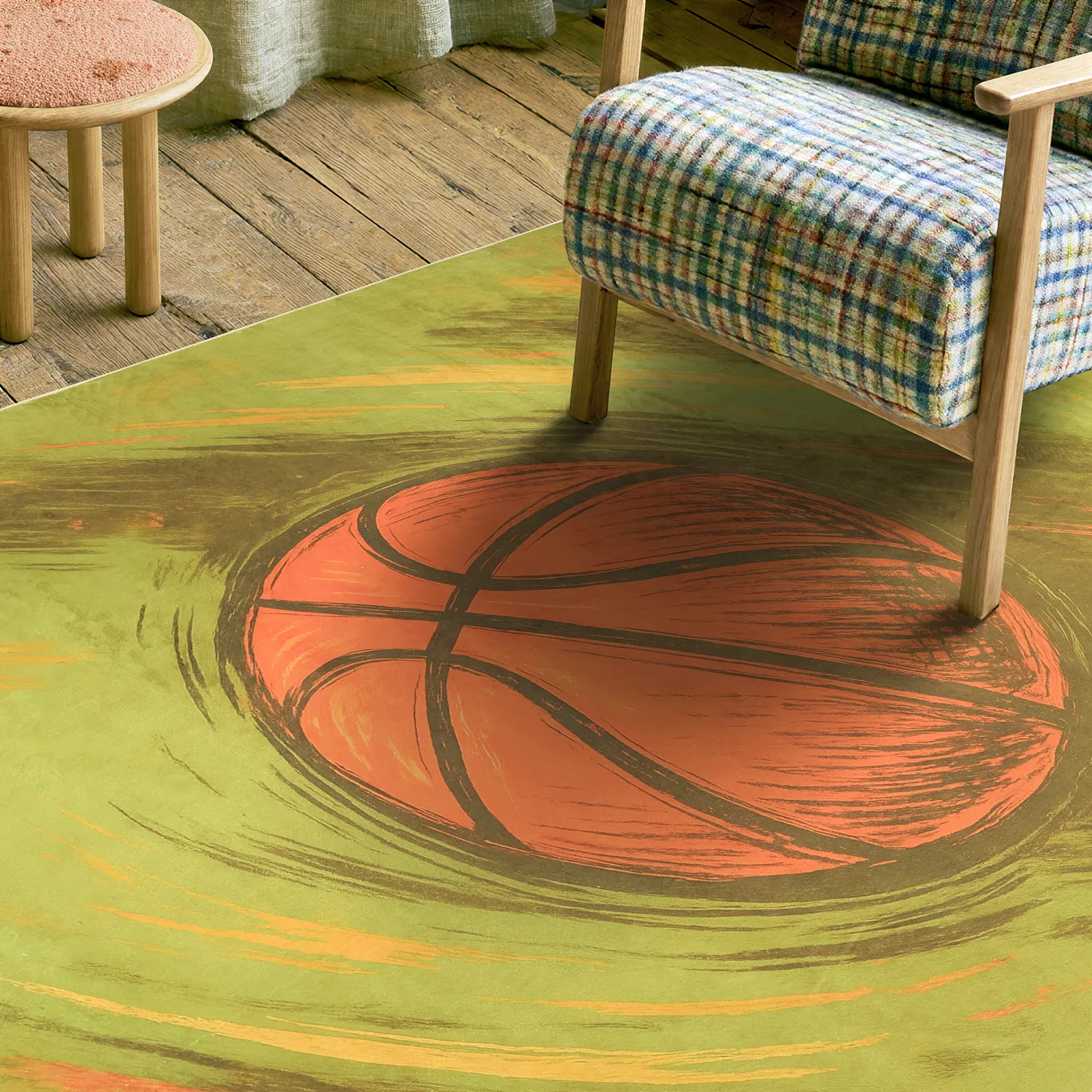 Gyerekszőnyeg - Basketball (zöld)