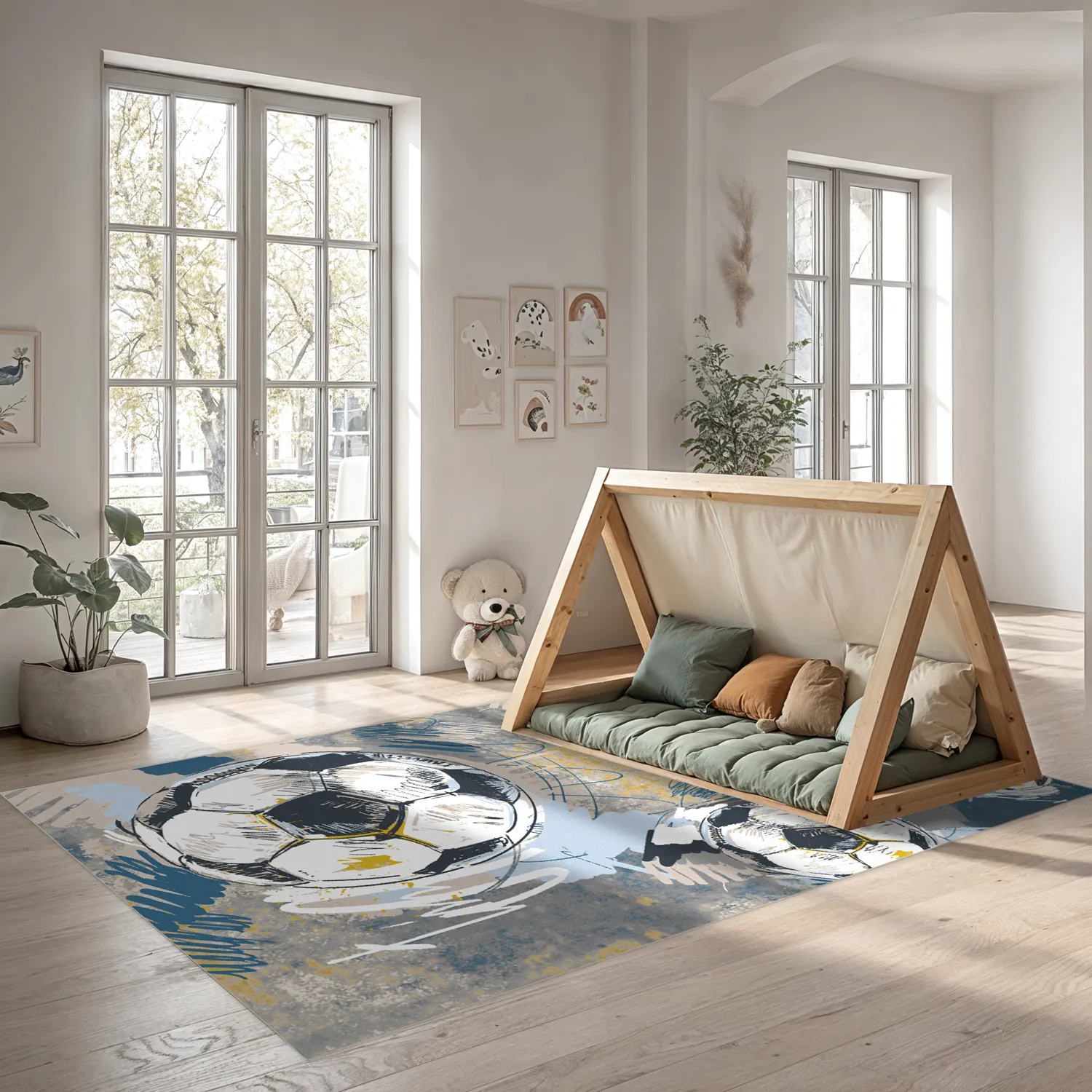 Gyermek szőnyeg - Cartoon Footballs (multi)