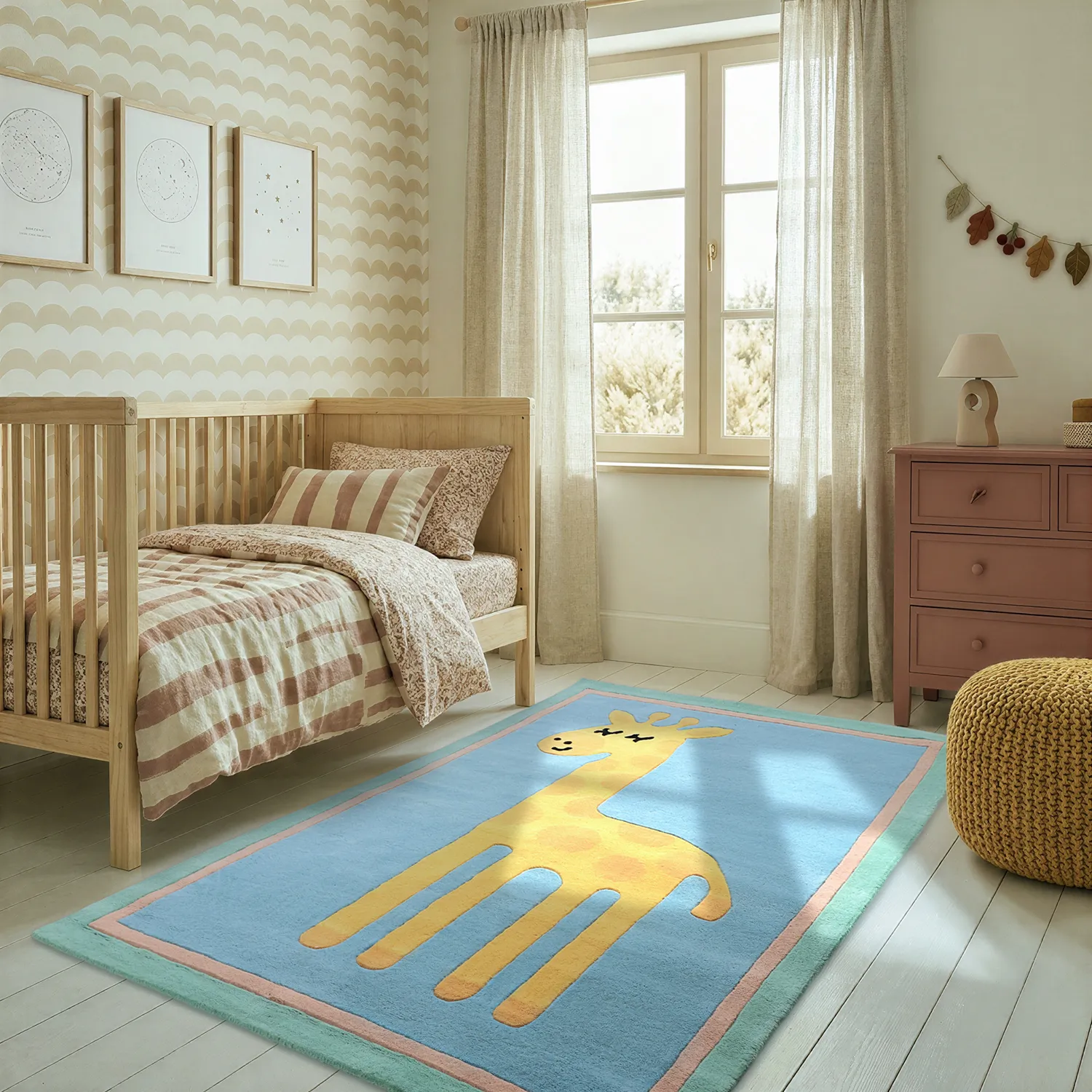 Gyerekszőnyeg - Giraffe Hand Tufted Wool Premium (világoskék/multi)