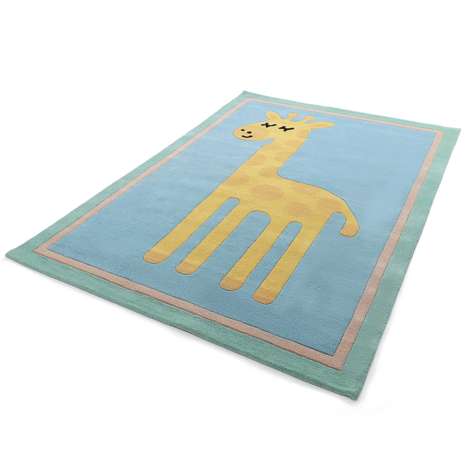 Gyerekszőnyeg - Giraffe Hand Tufted Wool Premium (világoskék/multi)