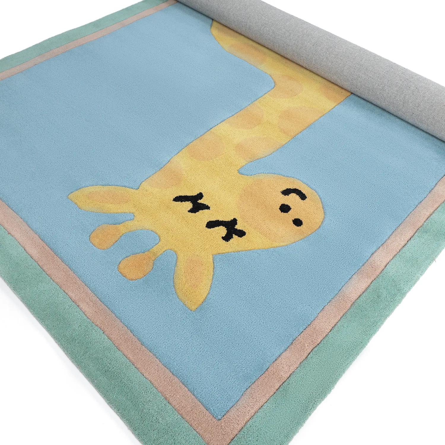 Gyerekszőnyeg - Giraffe Hand Tufted Wool Premium (világoskék/multi)