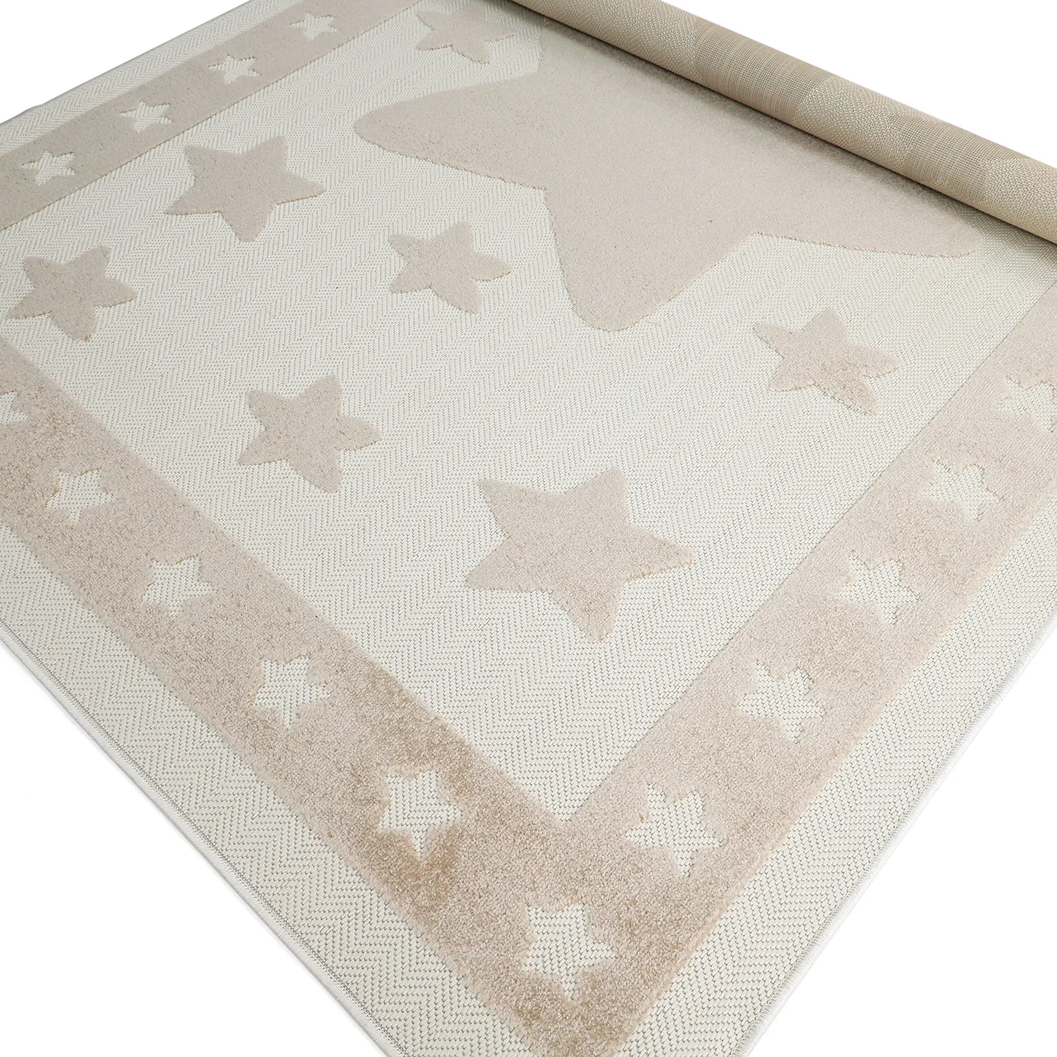 Gyerekszőnyeg - Star Frame (krém/barna)