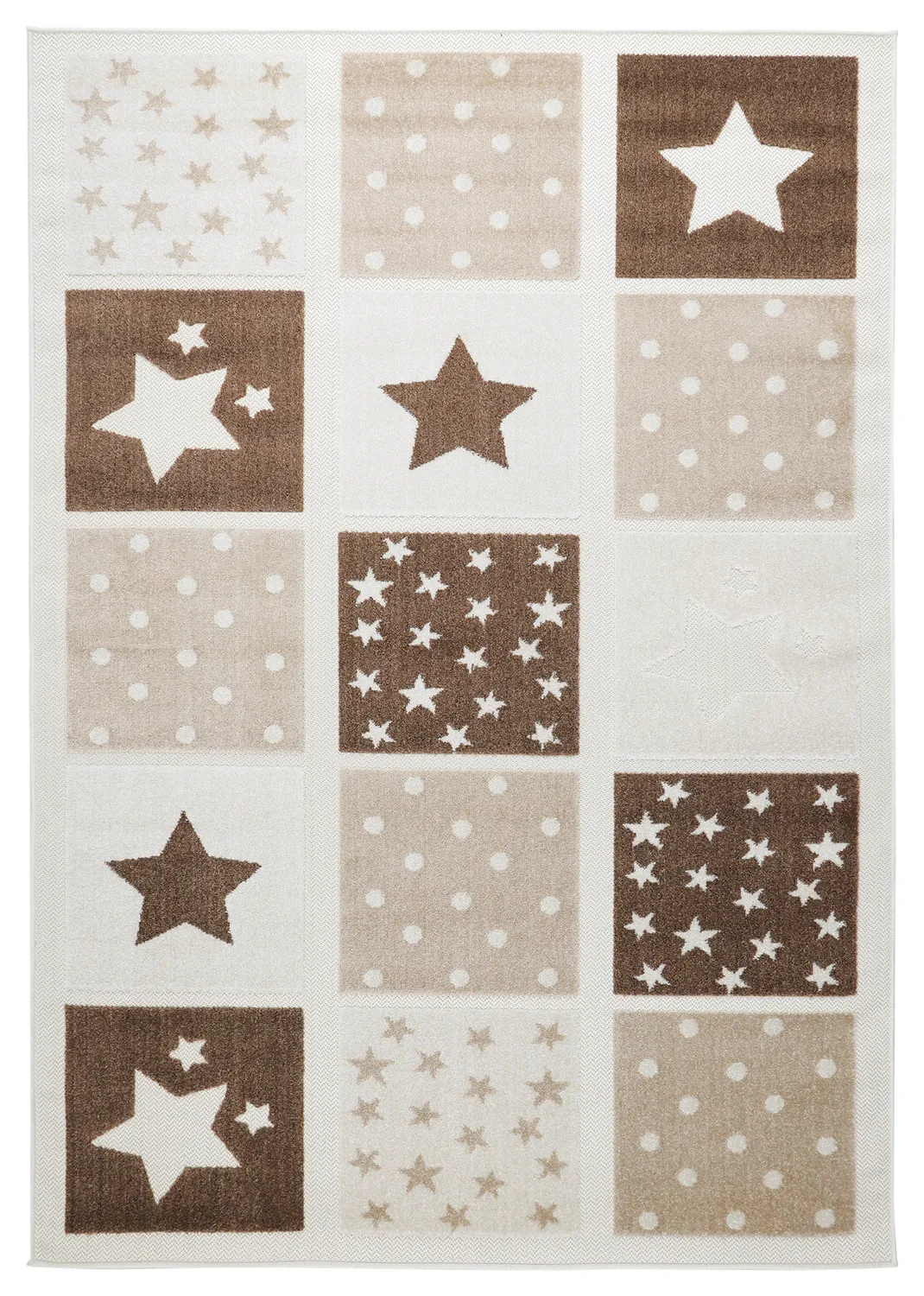 Gyerekszőnyeg - Star Grid (krém/barna)