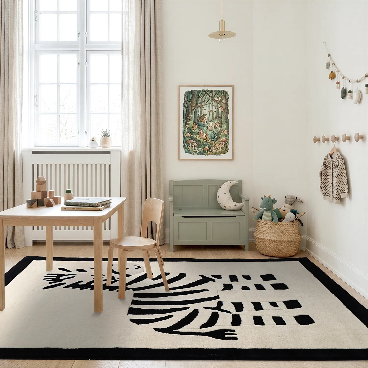 Gyerekszőnyeg - Zebra Hand Tufted Wool Premium (bézs/fekete)