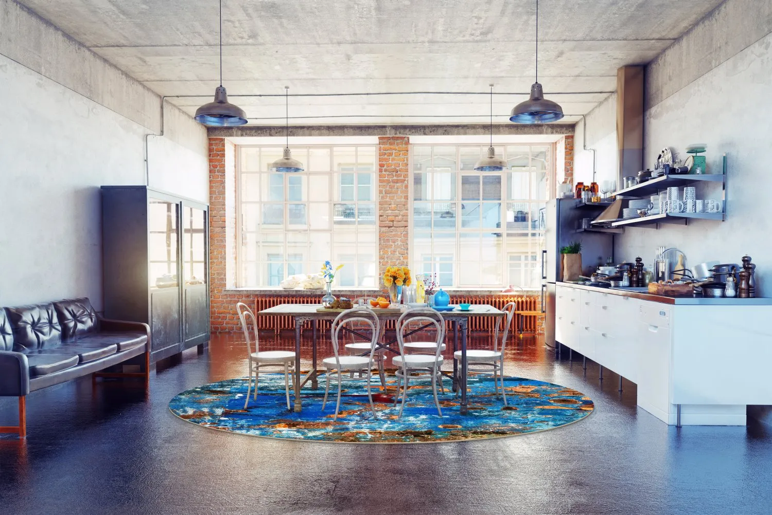 Kerek szőnyeg - Rillo (kék)