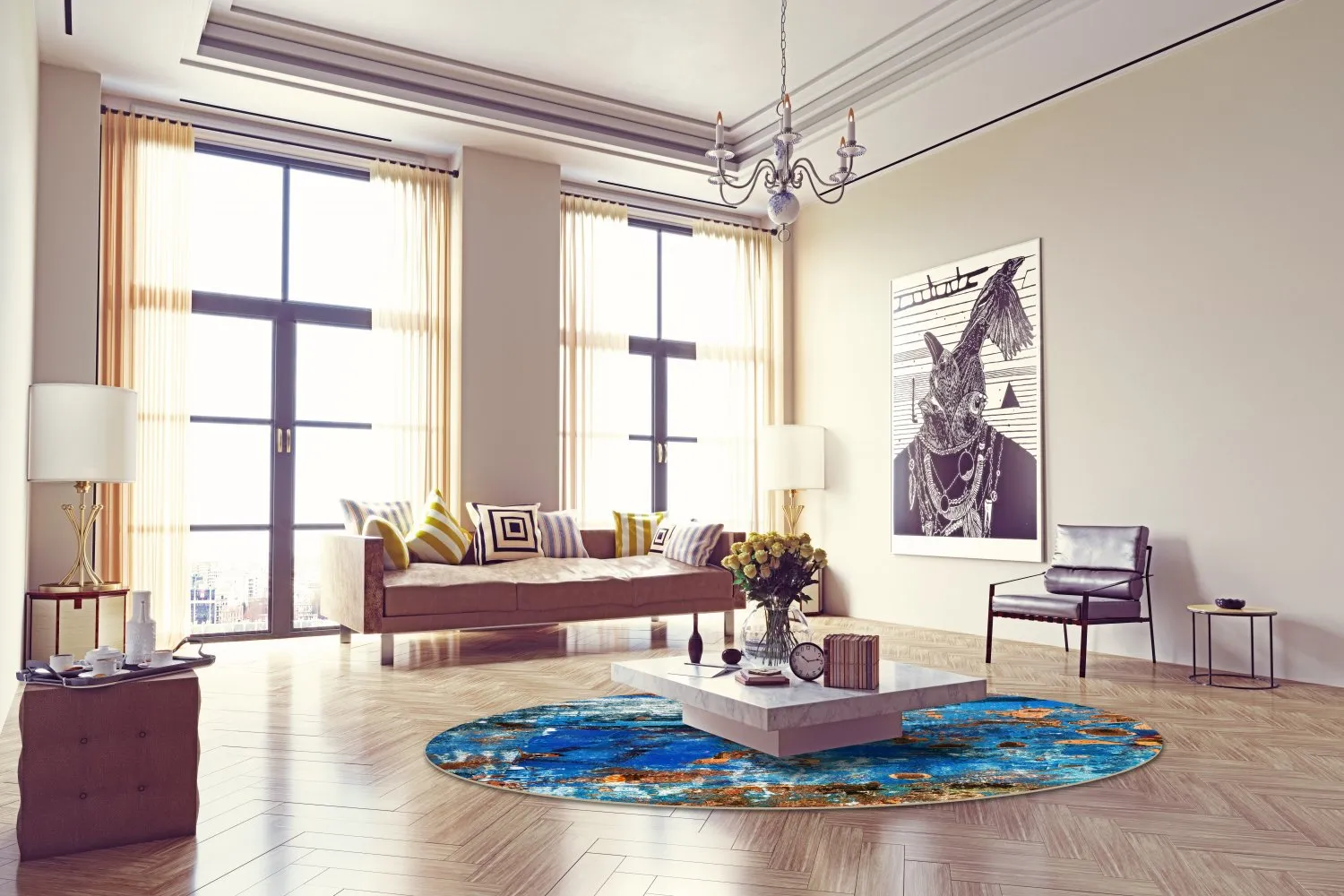 Kerek szőnyeg - Rillo (kék)