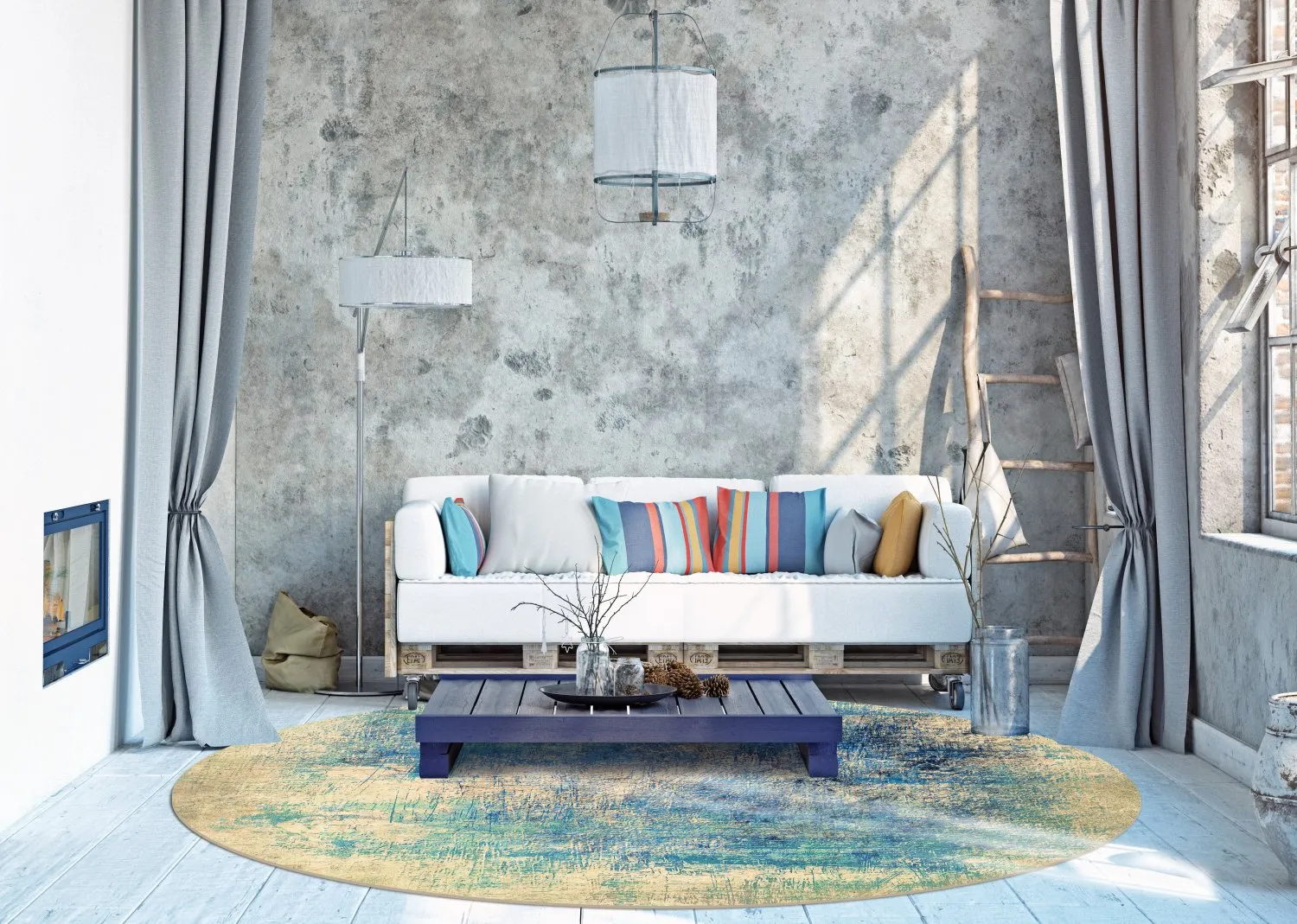 Kerek szőnyeg - Sierra (kék)