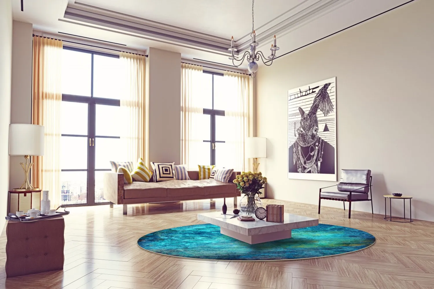 Kerek szőnyeg - Pardos (kék)