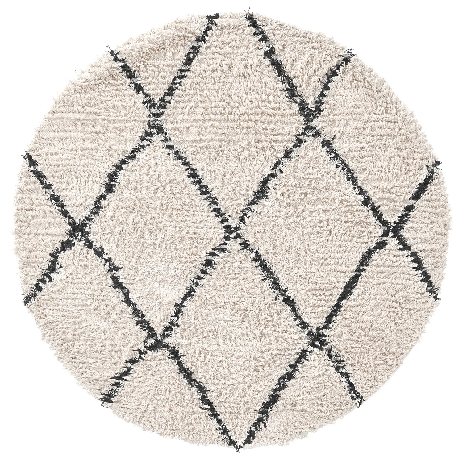 Kerek szőnyeg - Alcott Natural Cotton Shaggy (fekete/fehér)