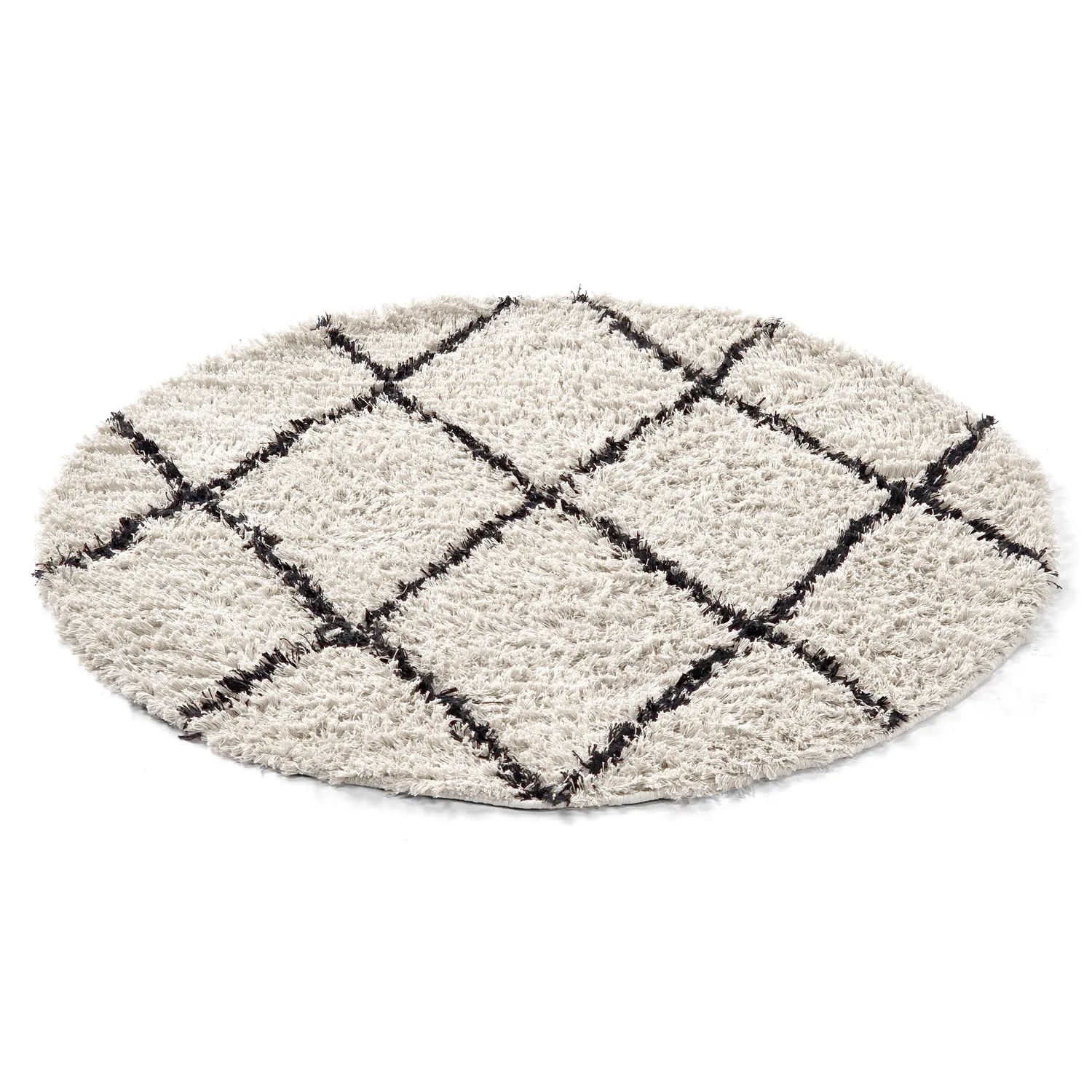 Kerek szőnyeg - Alcott Natural Cotton Shaggy (fekete/fehér)