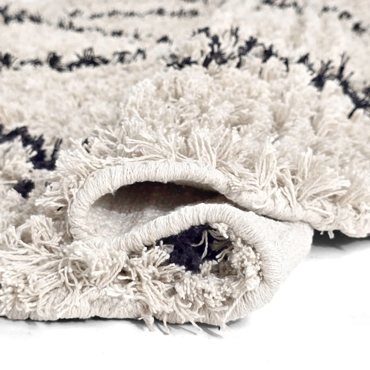 Kerek szőnyeg - Alcott Natural Cotton Shaggy (fekete/fehér)