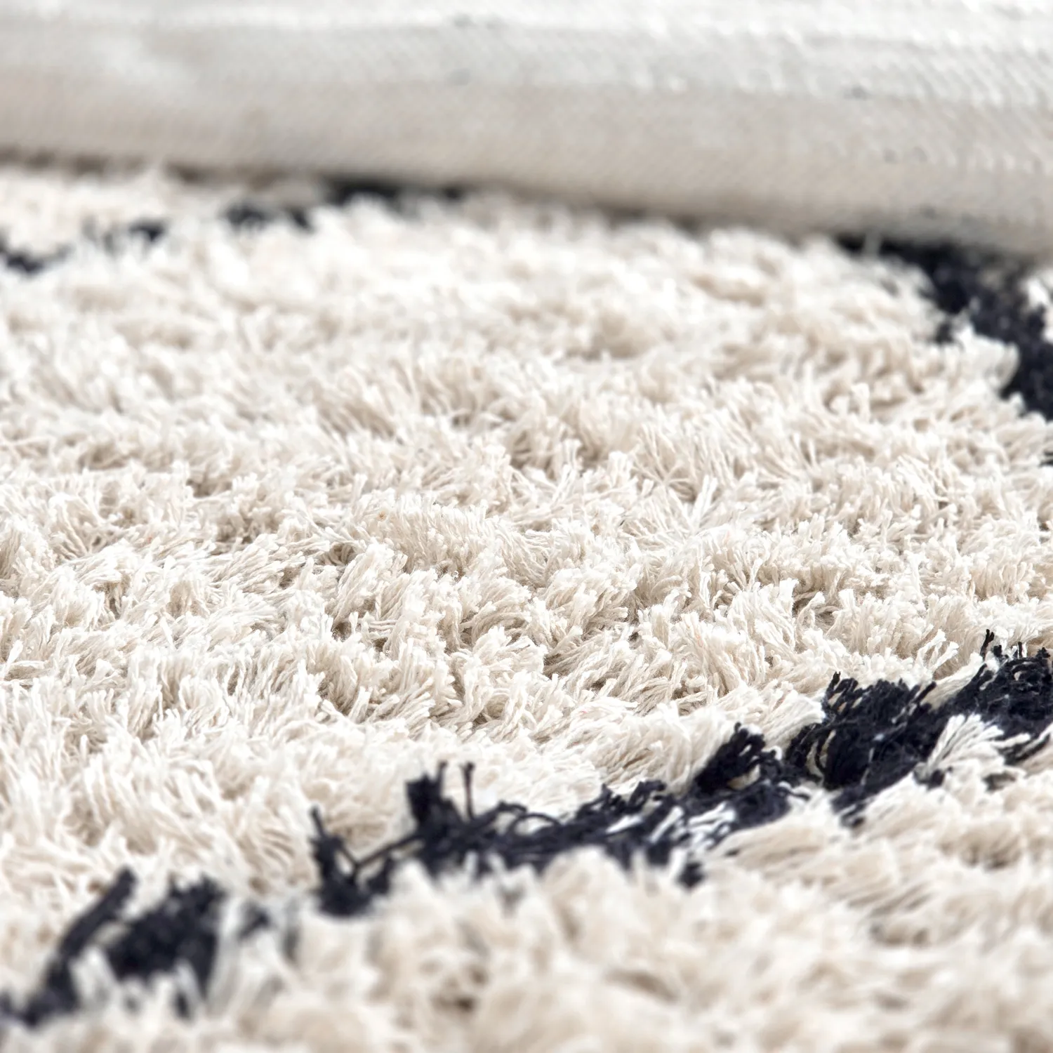 Kerek szőnyeg - Alcott Natural Cotton Shaggy (fekete/fehér)