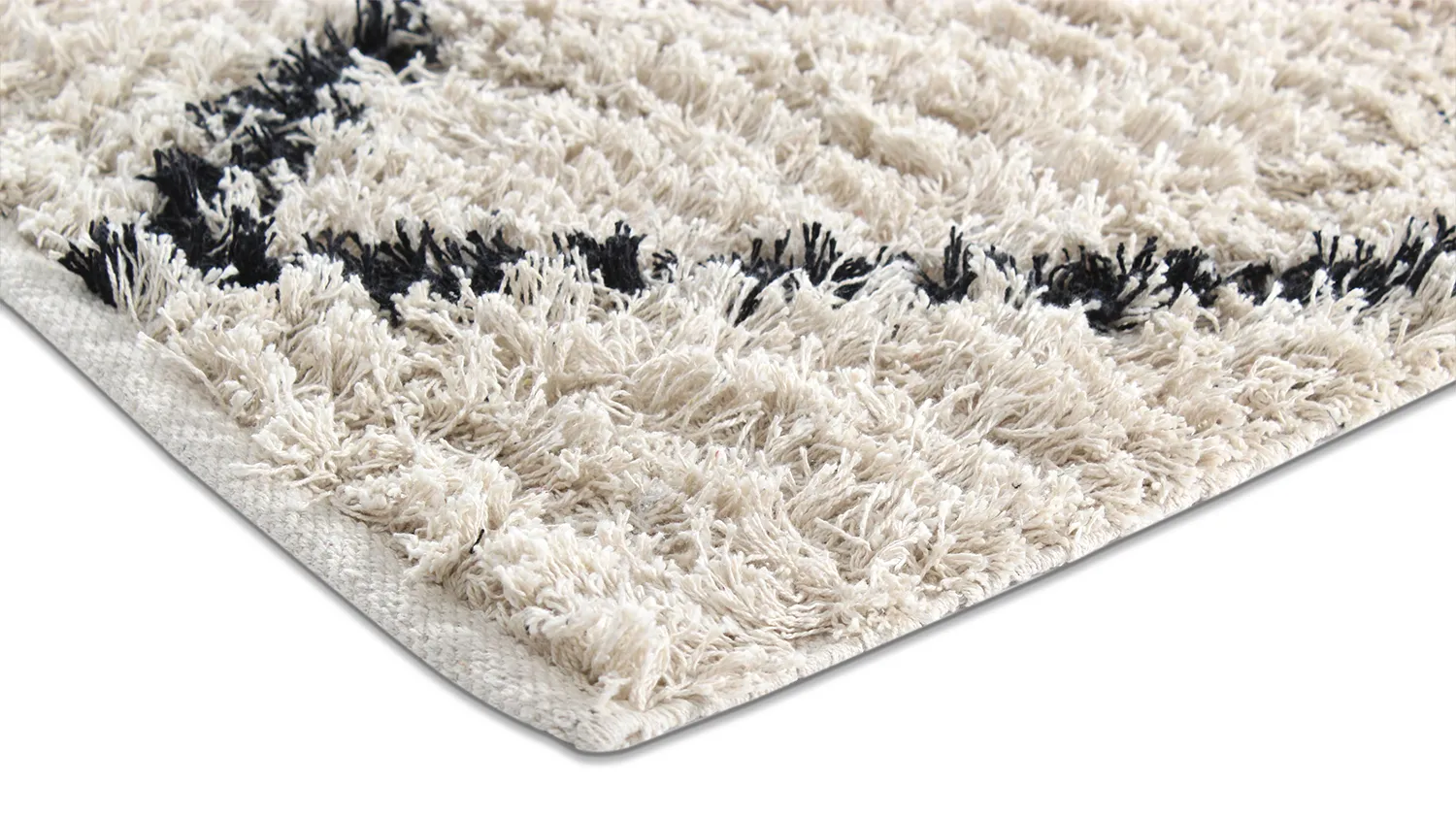 Shaggy szőnyeg - Alcott Natural Cotton Shaggy (fekete/fehér)