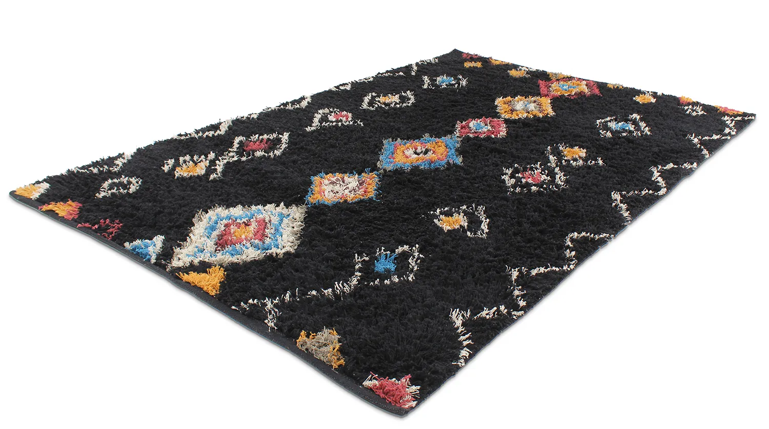 Shaggy szőnyeg - Marden Natural Cotton Shaggy (fekete/multi)