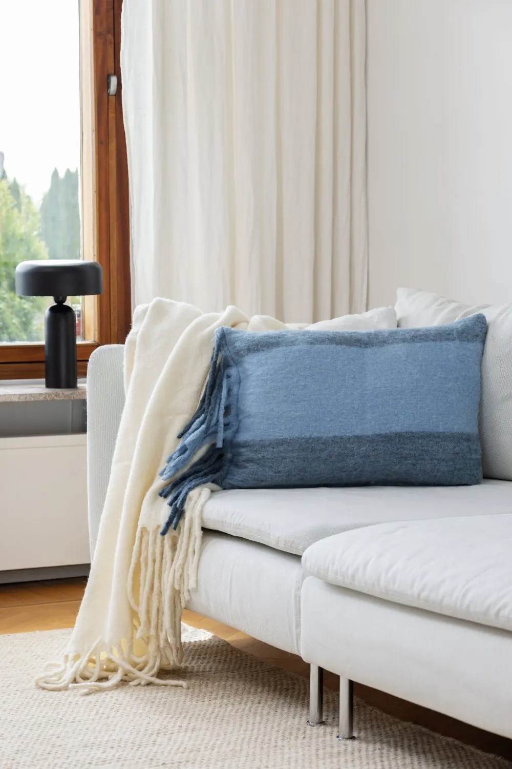 Gyapjúkeverék párnahuzat - Carol (kék)