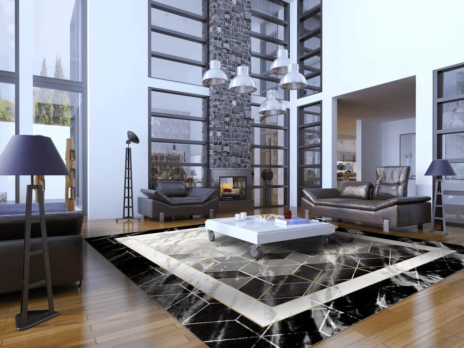 Wilton szőnyeg - Castello (fekete/fehér)