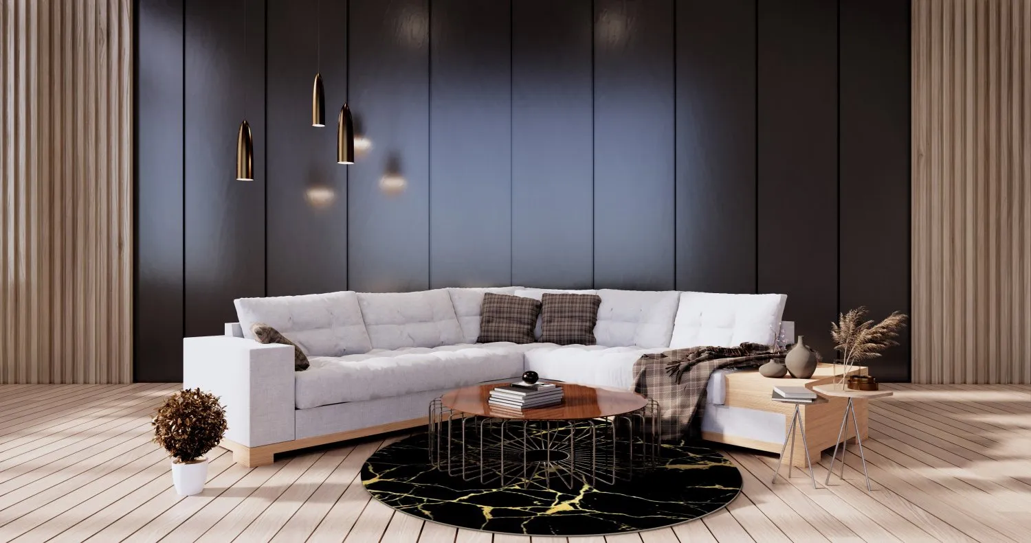 Kerek szőnyeg - Vieste (fekete/arany)