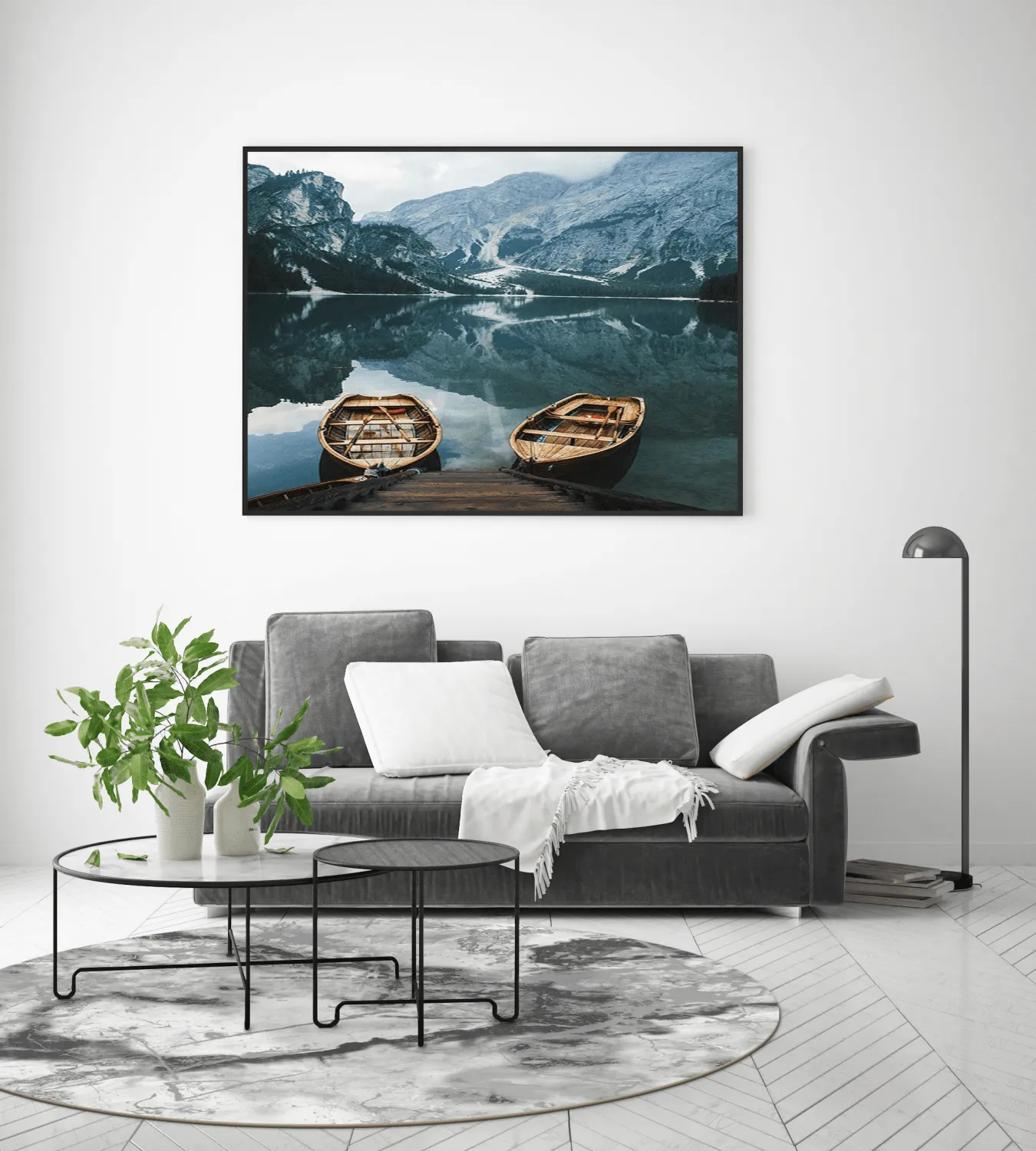 Kerek szőnyeg - Mermer (szürke/fehér)