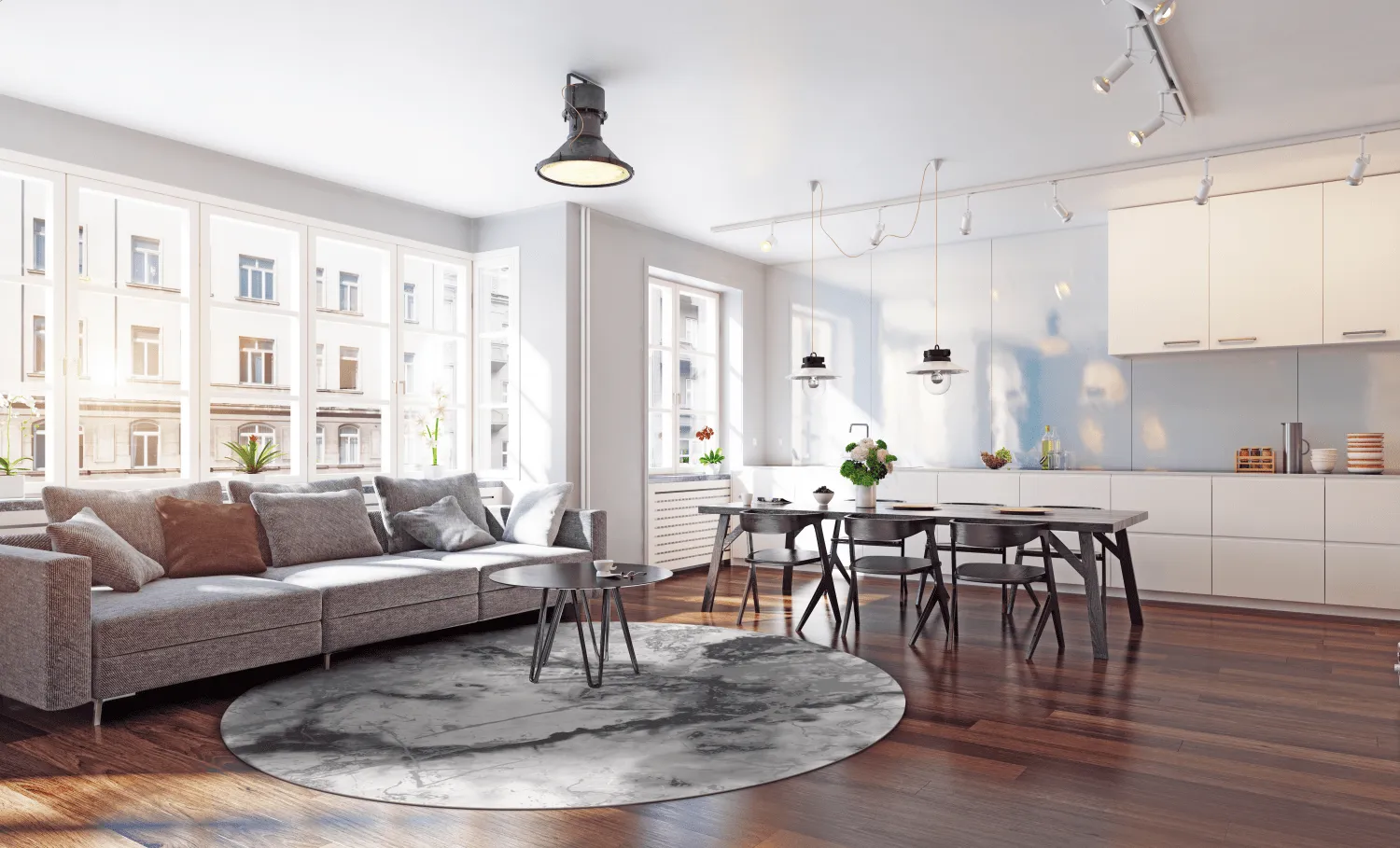 Kerek szőnyeg - Mermer (szürke/fehér)