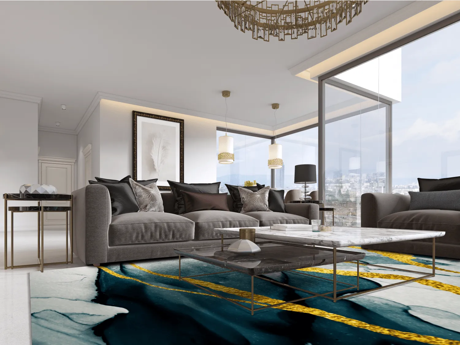 Wilton szőnyeg - Alvaro (kék/fehér/arany)