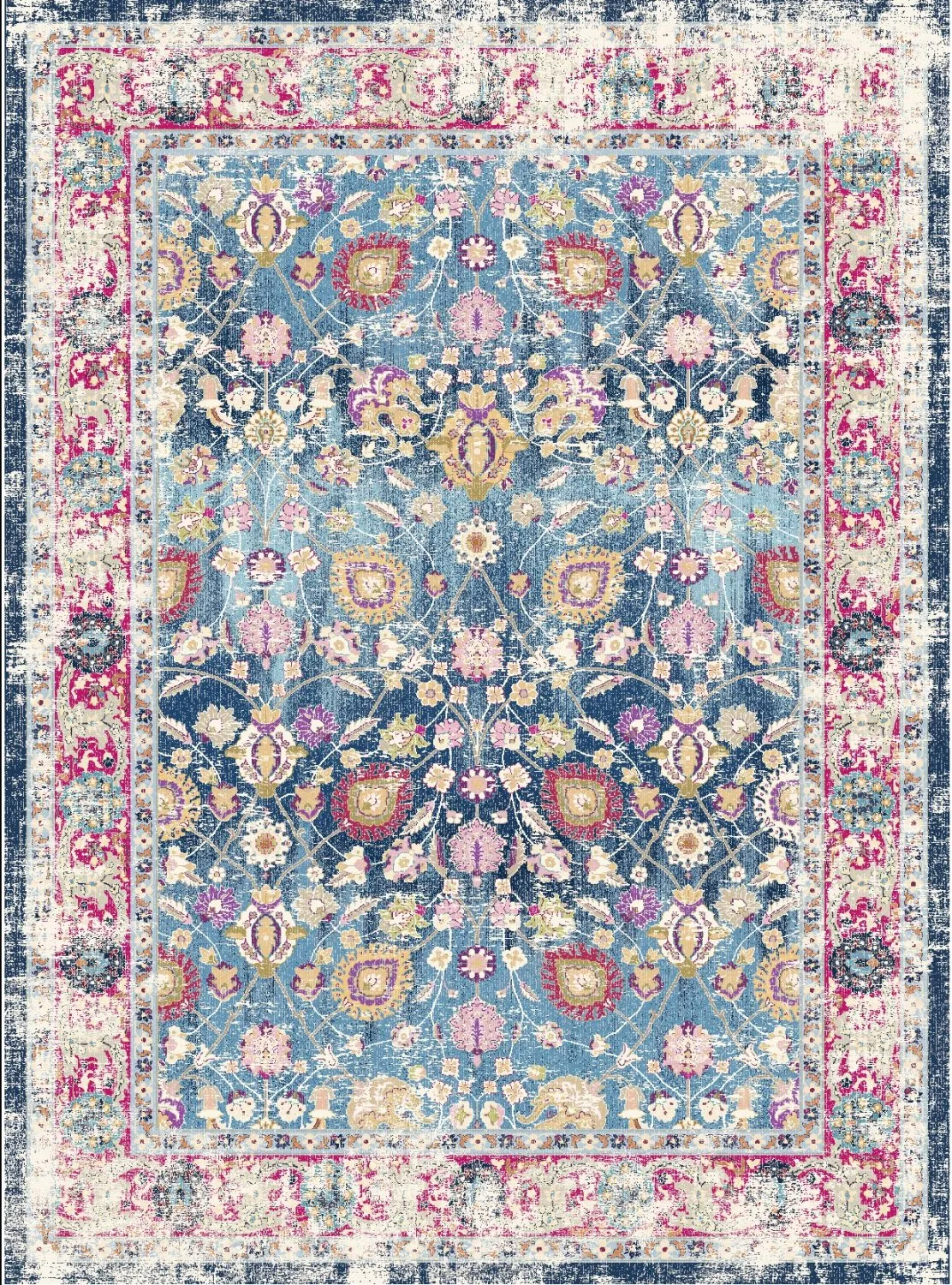 Wilton szőnyeg - Bouhjar (kék/rózsaszín/többszínű)