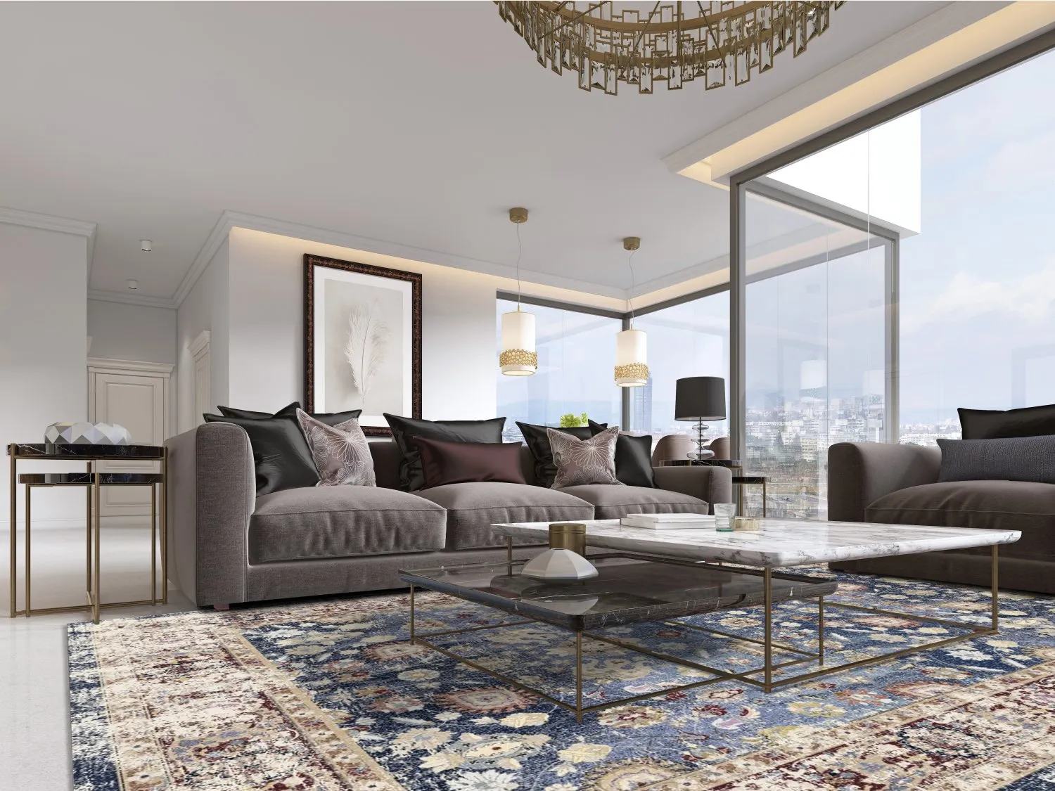 Wilton szőnyeg - Bouhjar (sötétkék/többszínű)